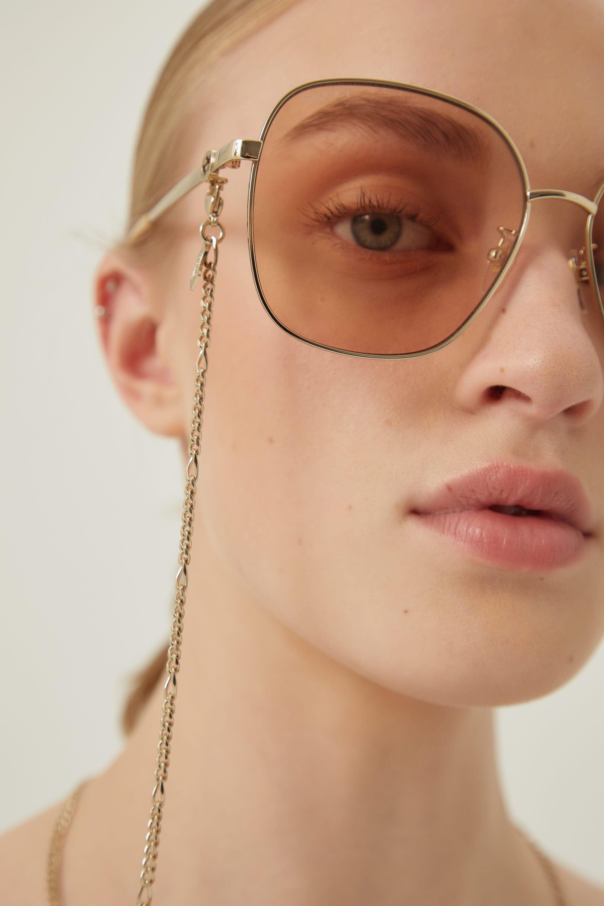 Gucci Eyewear round-frame Chain Sunglasses - White
