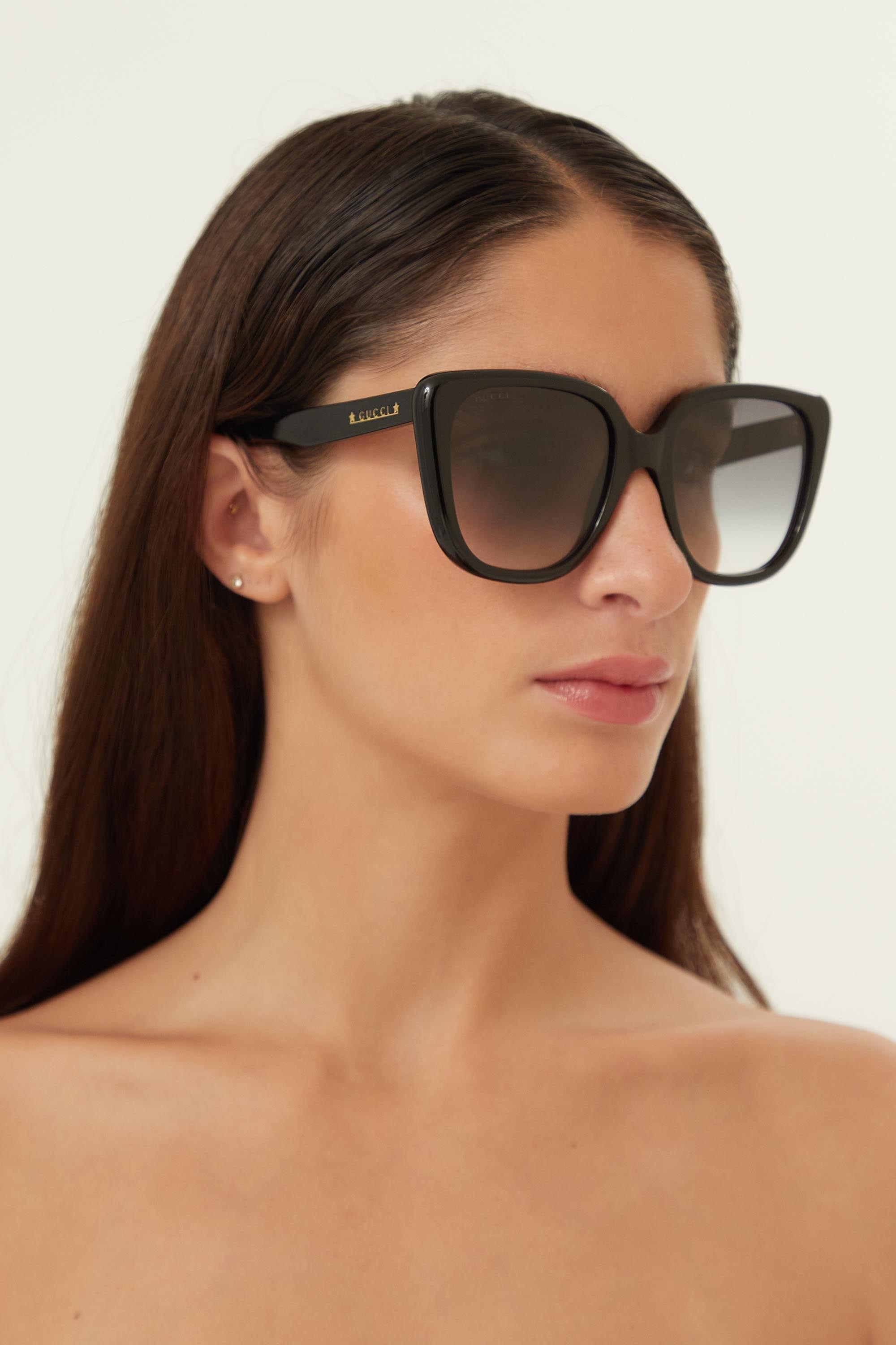 Gucci Oversized Cat Eye Black Sunglasses in Brown | Lyst