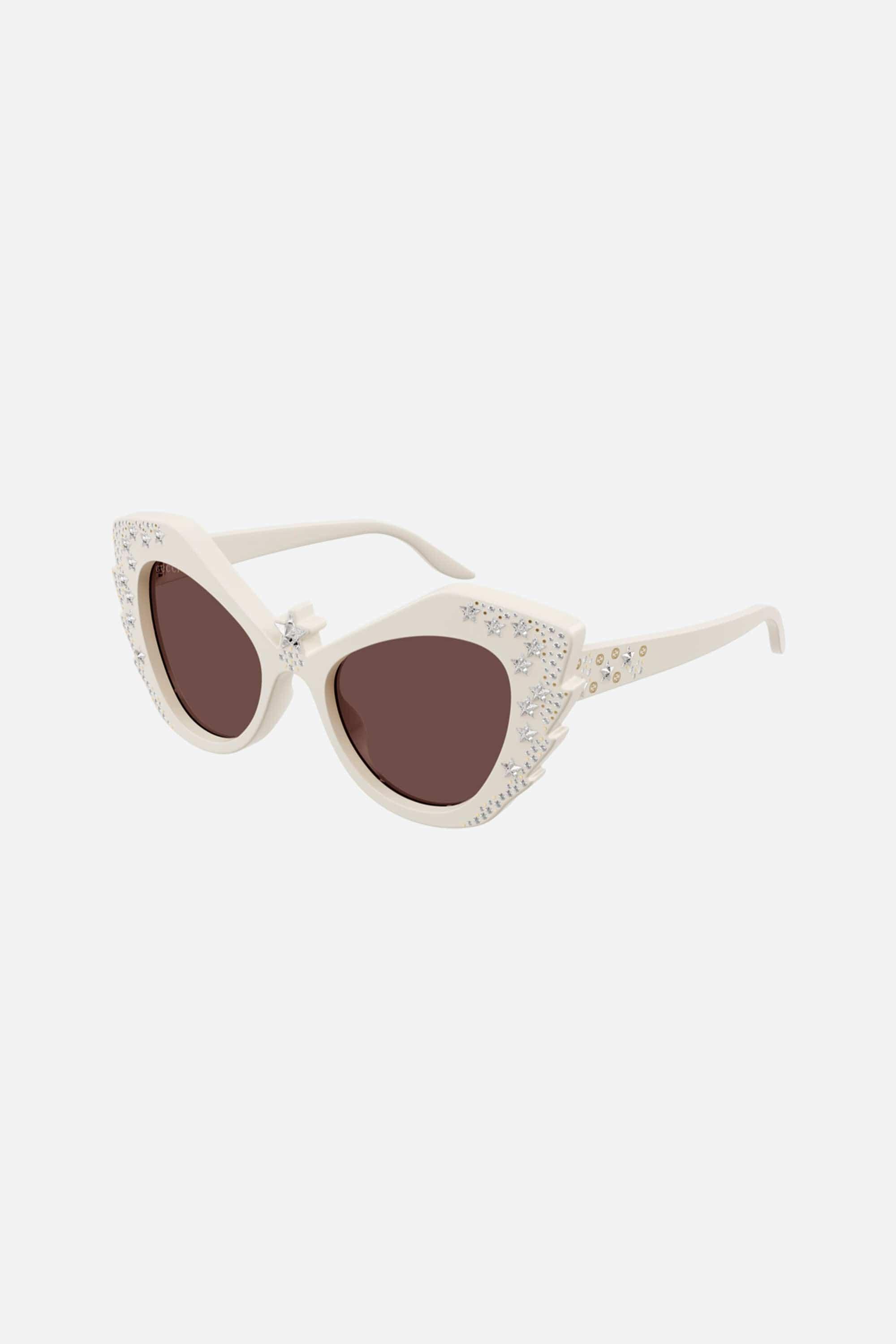 Gucci Cat-eye Oversized Sunglasses With Swarovski in Natural | Lyst
