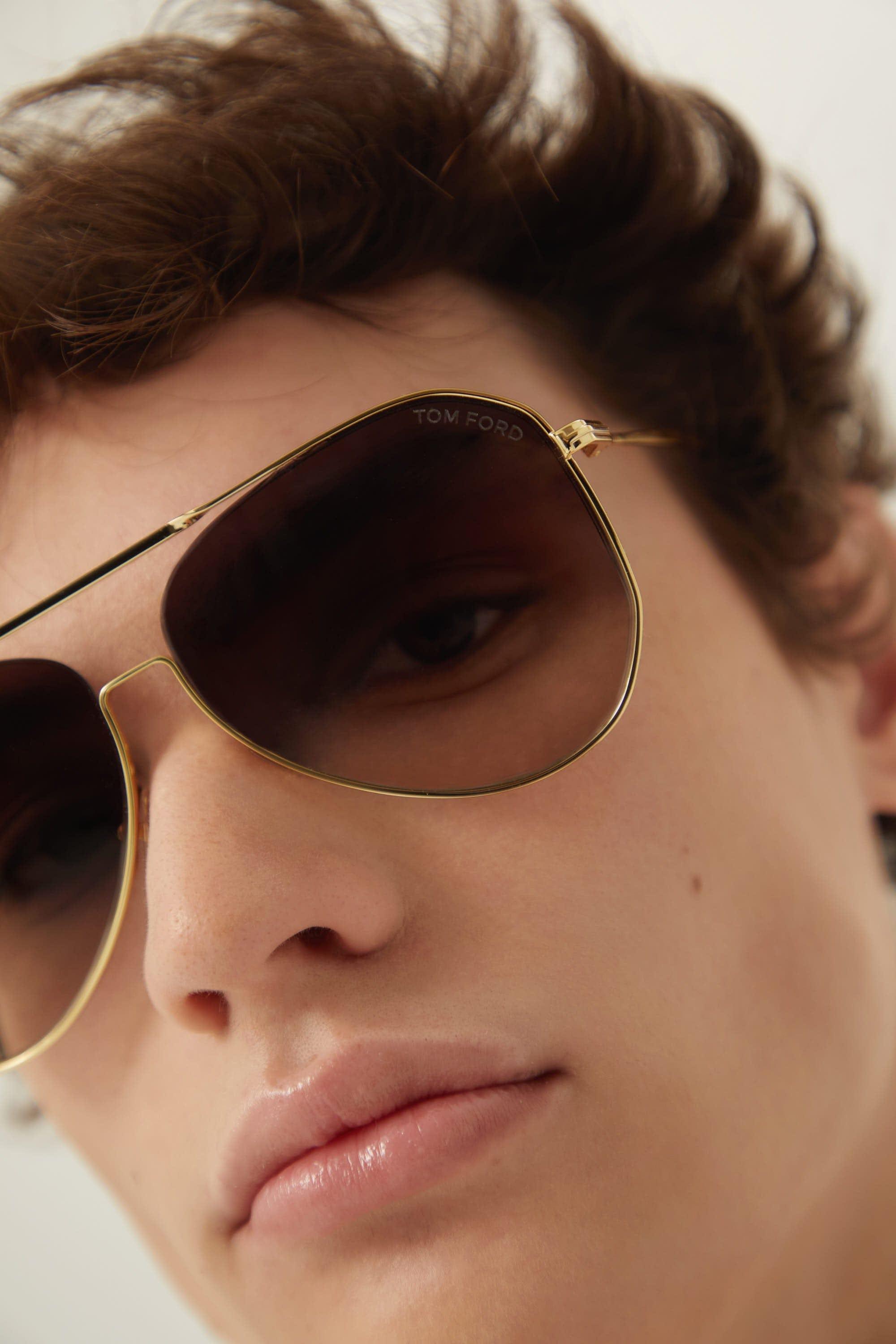 Tom Ford Iconic Pilot Gold Sunglasses in Metallic | Lyst