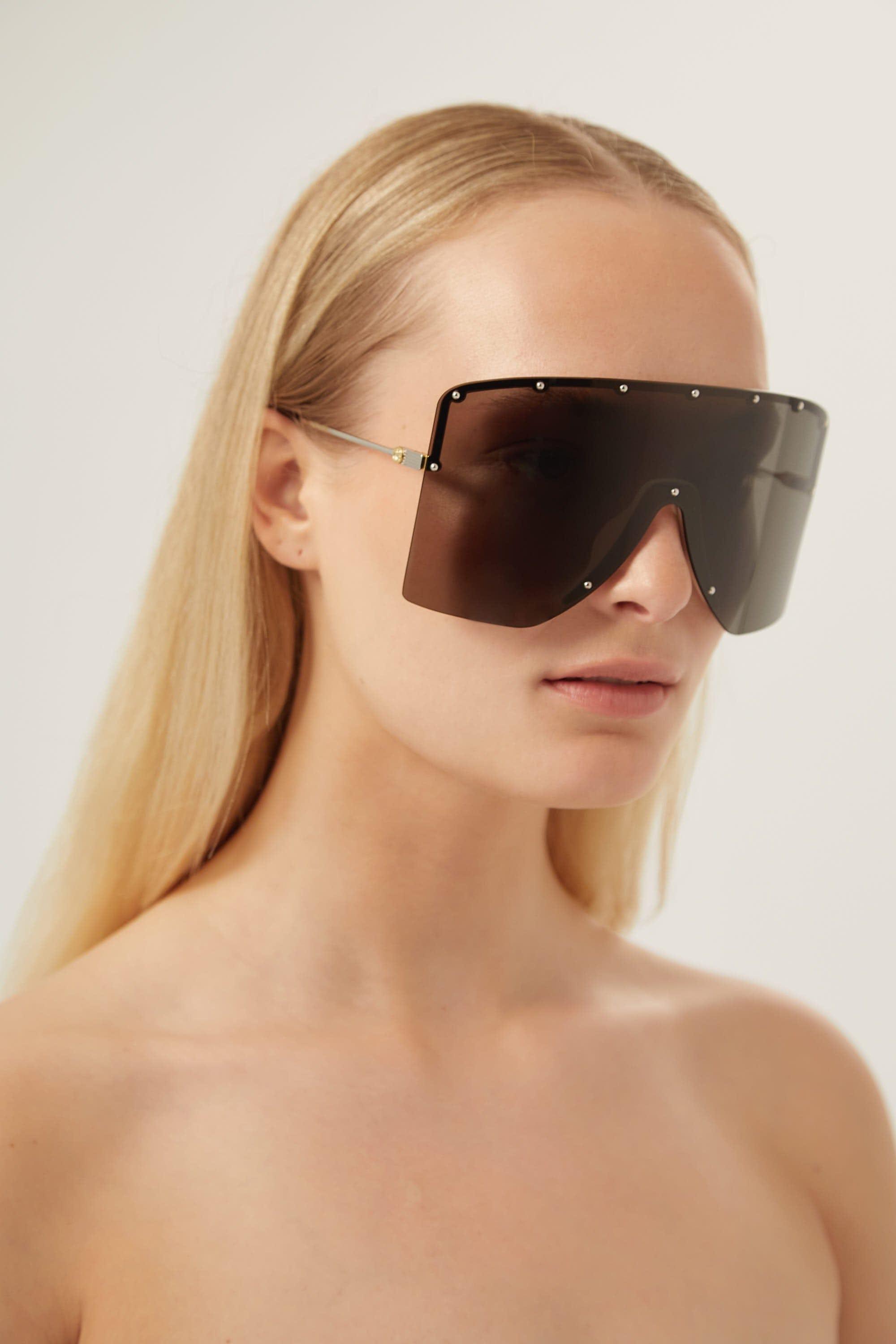 Gucci Black Bold 80s Inspired Mask Sunglasses | Lyst