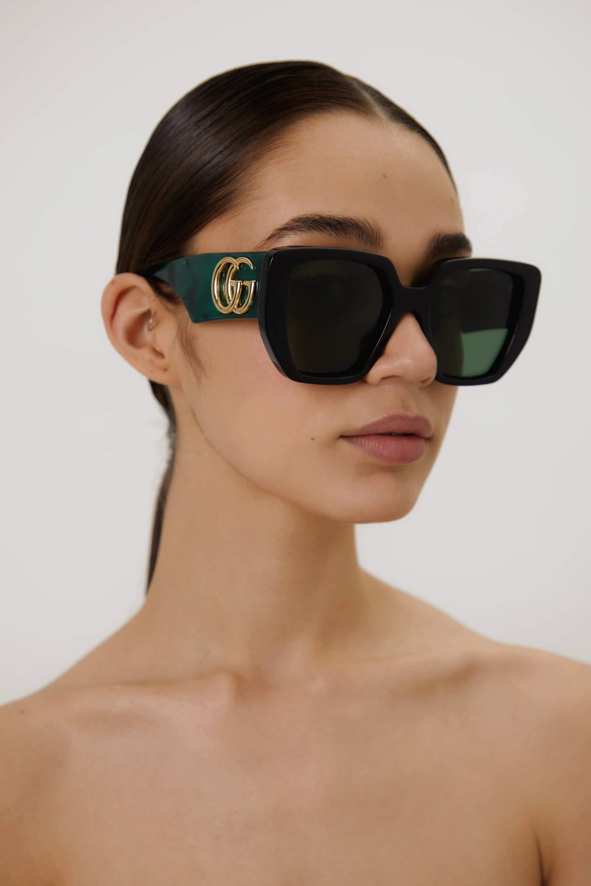 Gucci Acetate Oversized Square Frame Sunglasses in Green | Lyst