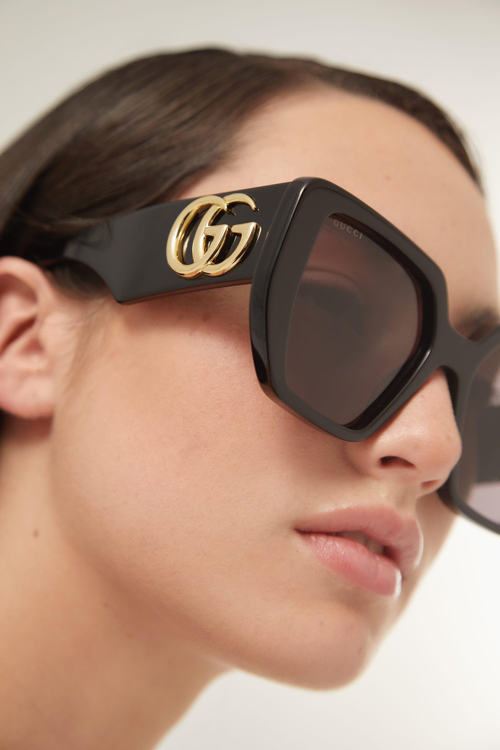Gucci GG0956S Oversized Black Sunglasses With Maxi Logo | Lyst