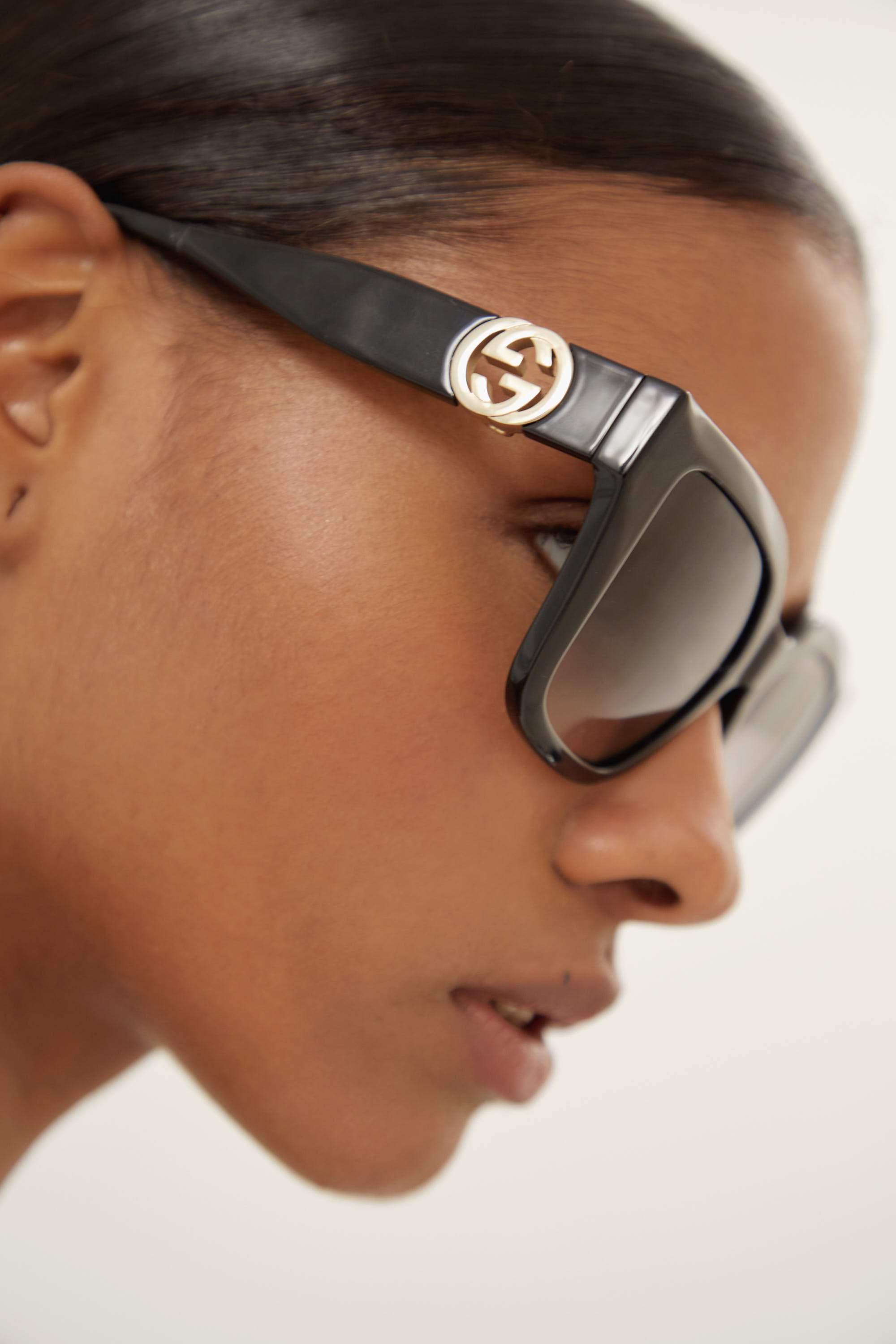 Gucci Pre Order Avail. November 23- Cat-eye Black Sunglasses With  Integrated GG Logo in Brown | Lyst