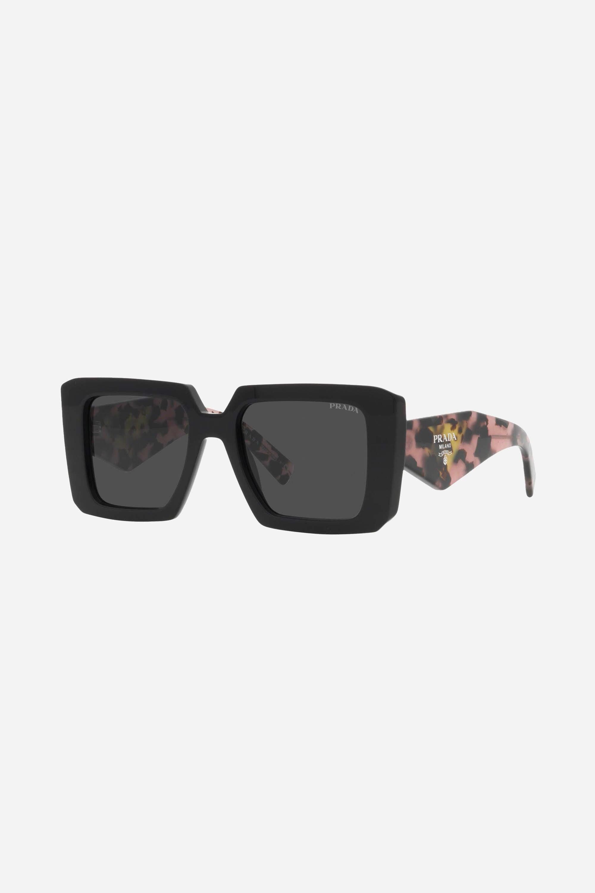 Prada Squared Sunglasses Featuring The Signature Logo Triangle in Black