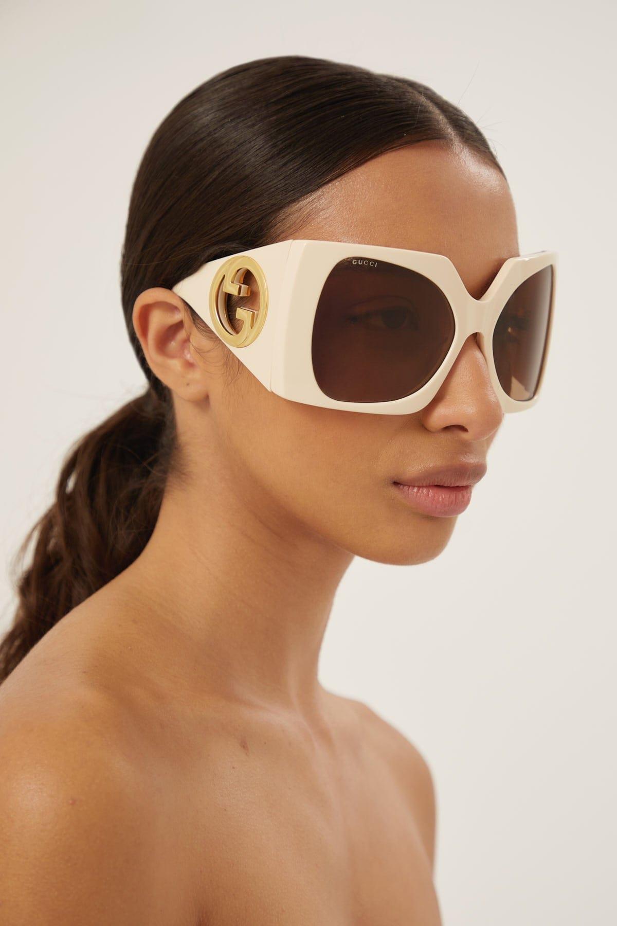 Gucci Oversized Ivory Butterfly Sunglasses in Brown Lyst