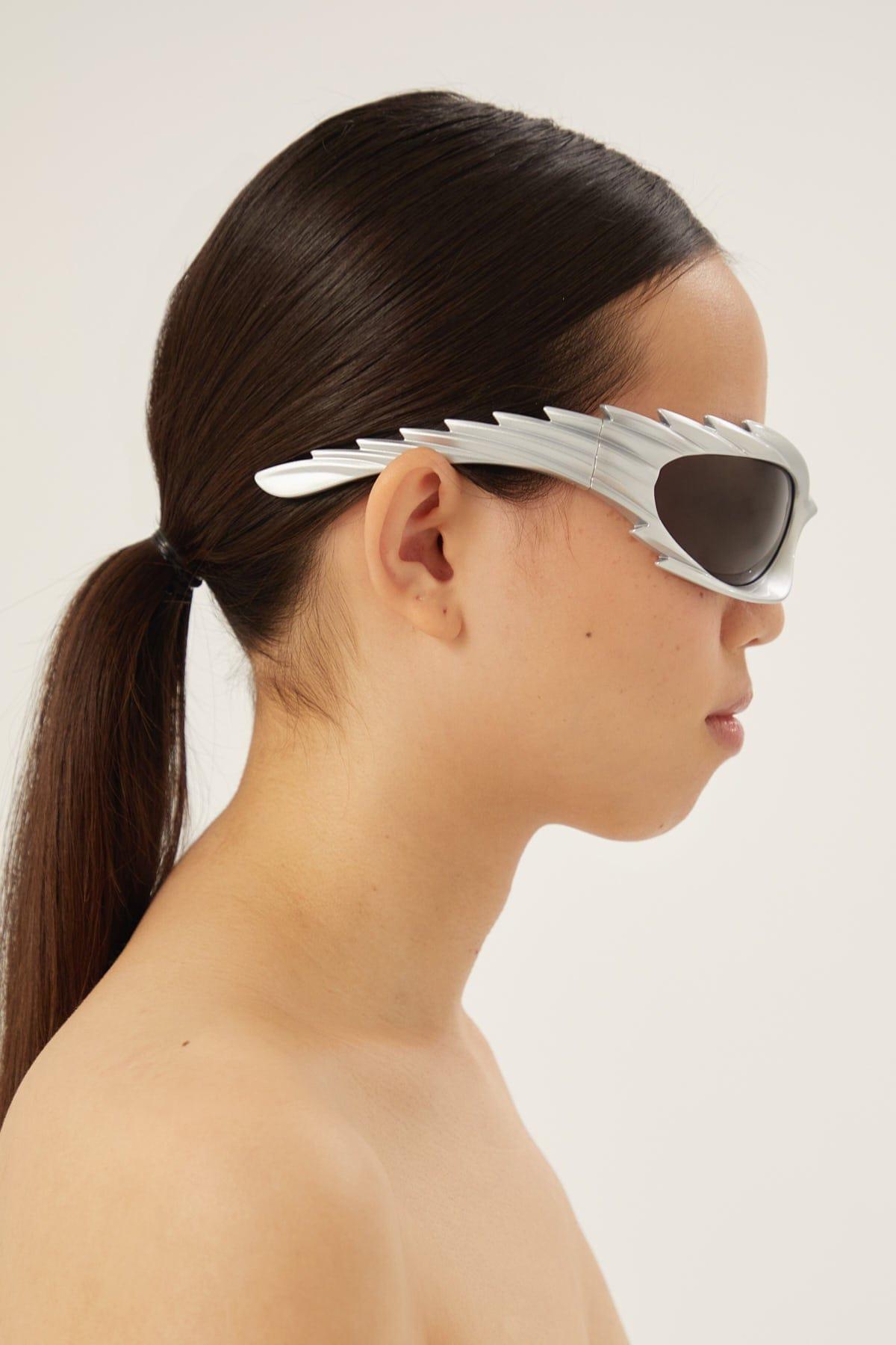 Balenciaga Spike Rectangle Sunglasses In Grey in Gray | Lyst