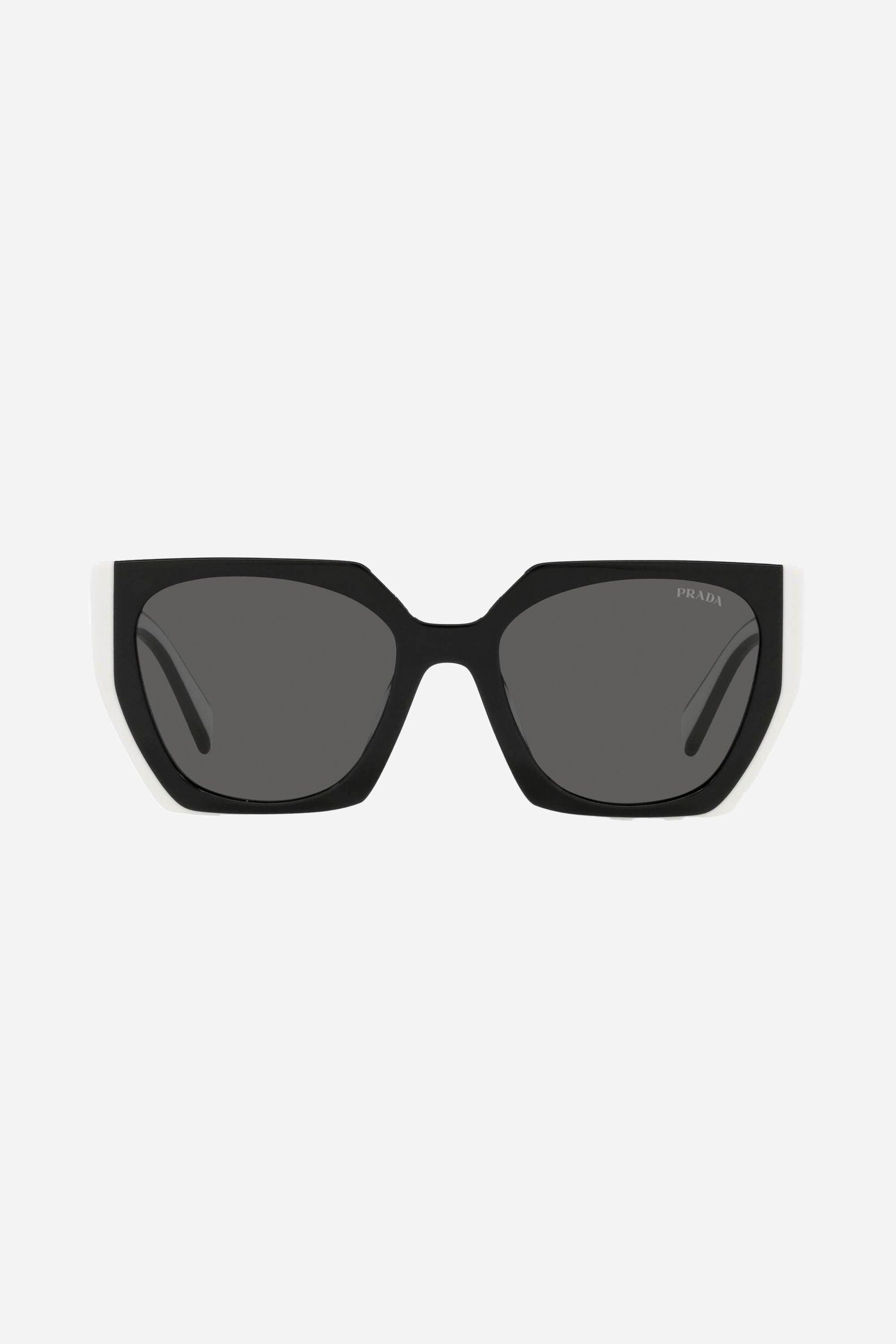 Prada Oversized Cat Eye Black And White Sunglasses in Brown | Lyst
