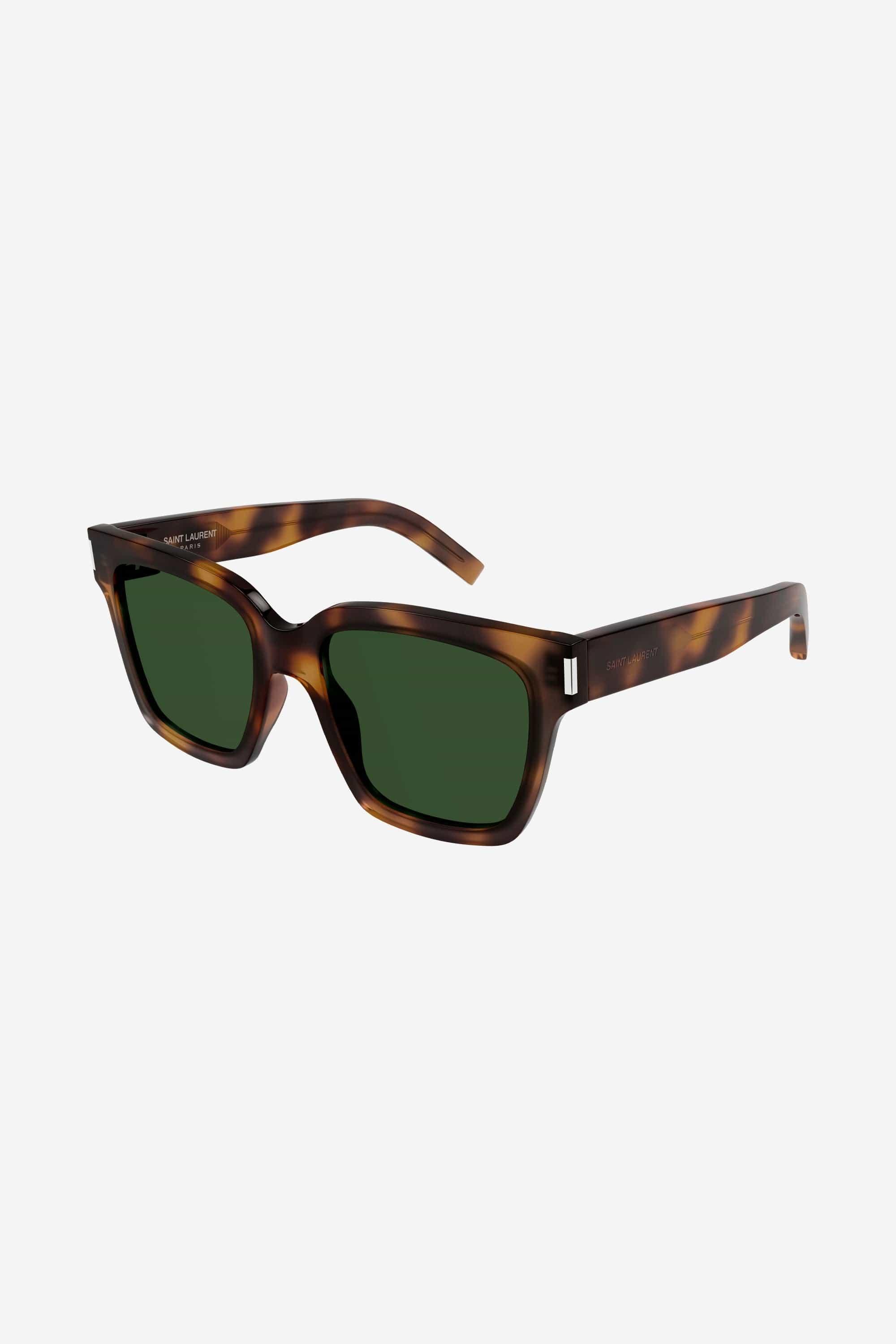 Saint Laurent Havana Rectangular Sunglasses in Green