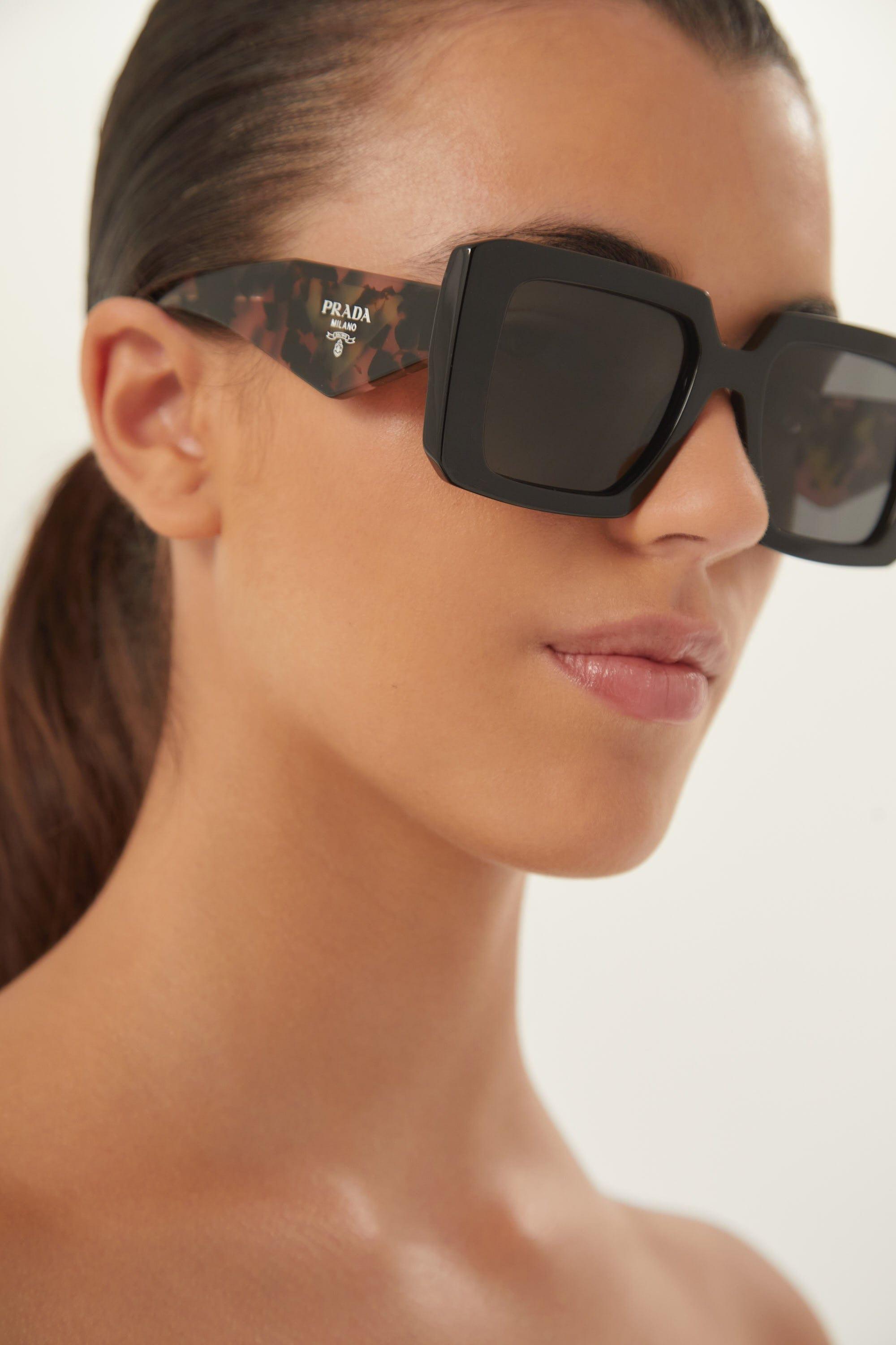 Prada Squared Sunglasses Featuring The Signature Logo Triangle in Black |  Lyst