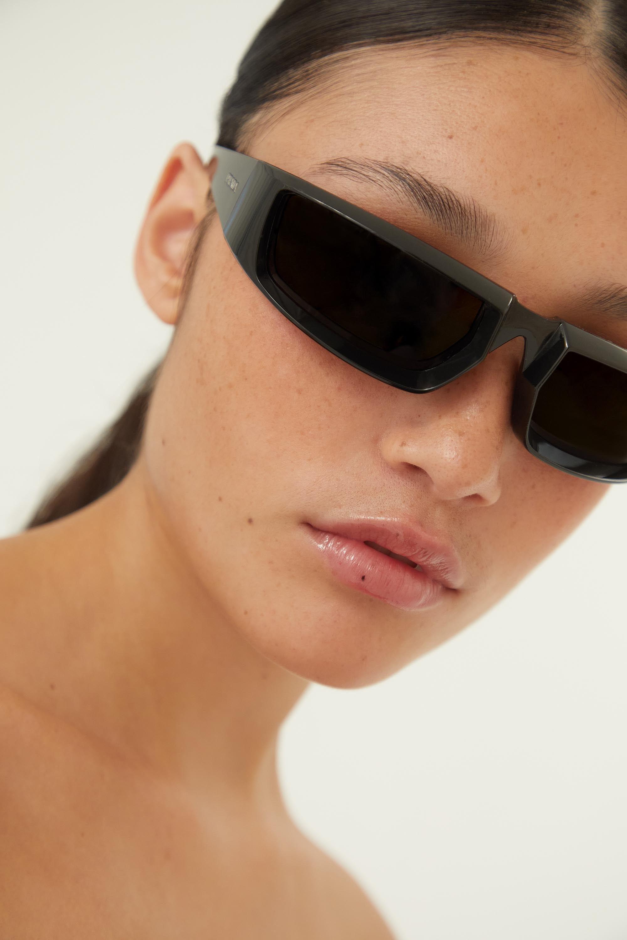 Prada Runway Wrap Around Black Sunglasses | Lyst