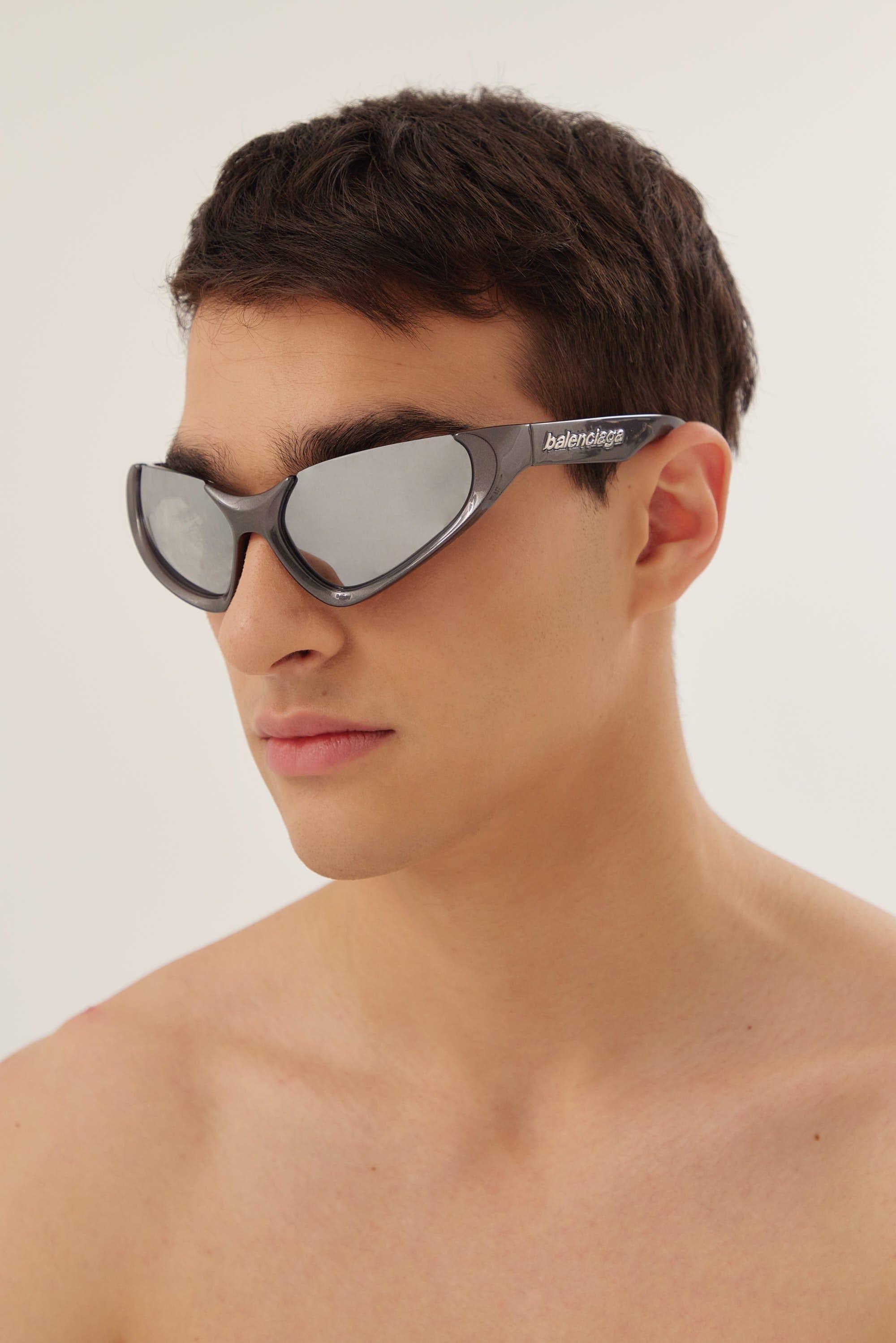 Balenciaga Xpander Silver Bb0202s-002 Wrap Around Sunglasses in
