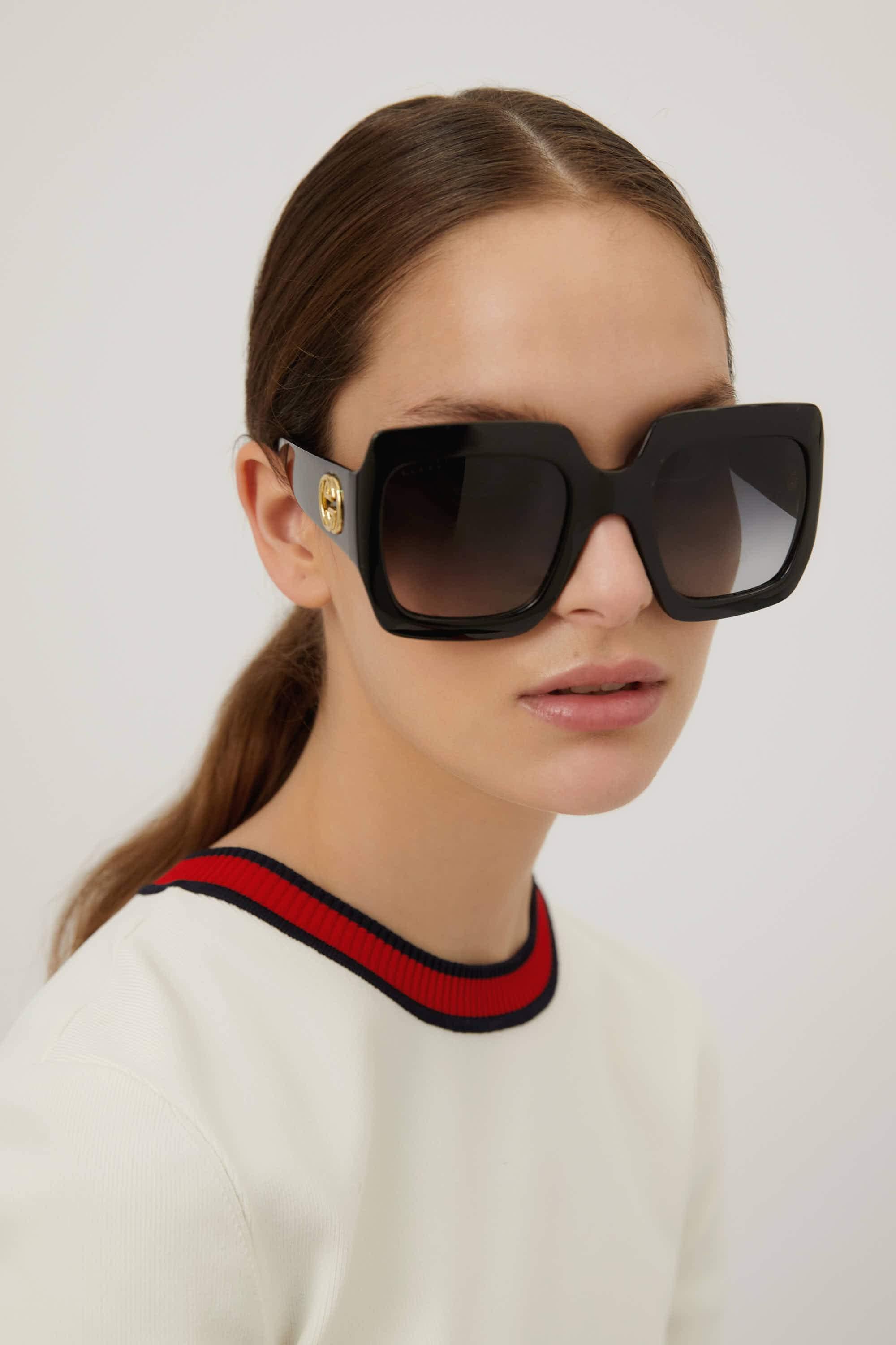 boycot Speciaal Overzicht Gucci Oversized Femenine Squared Black Sunglasses | Lyst