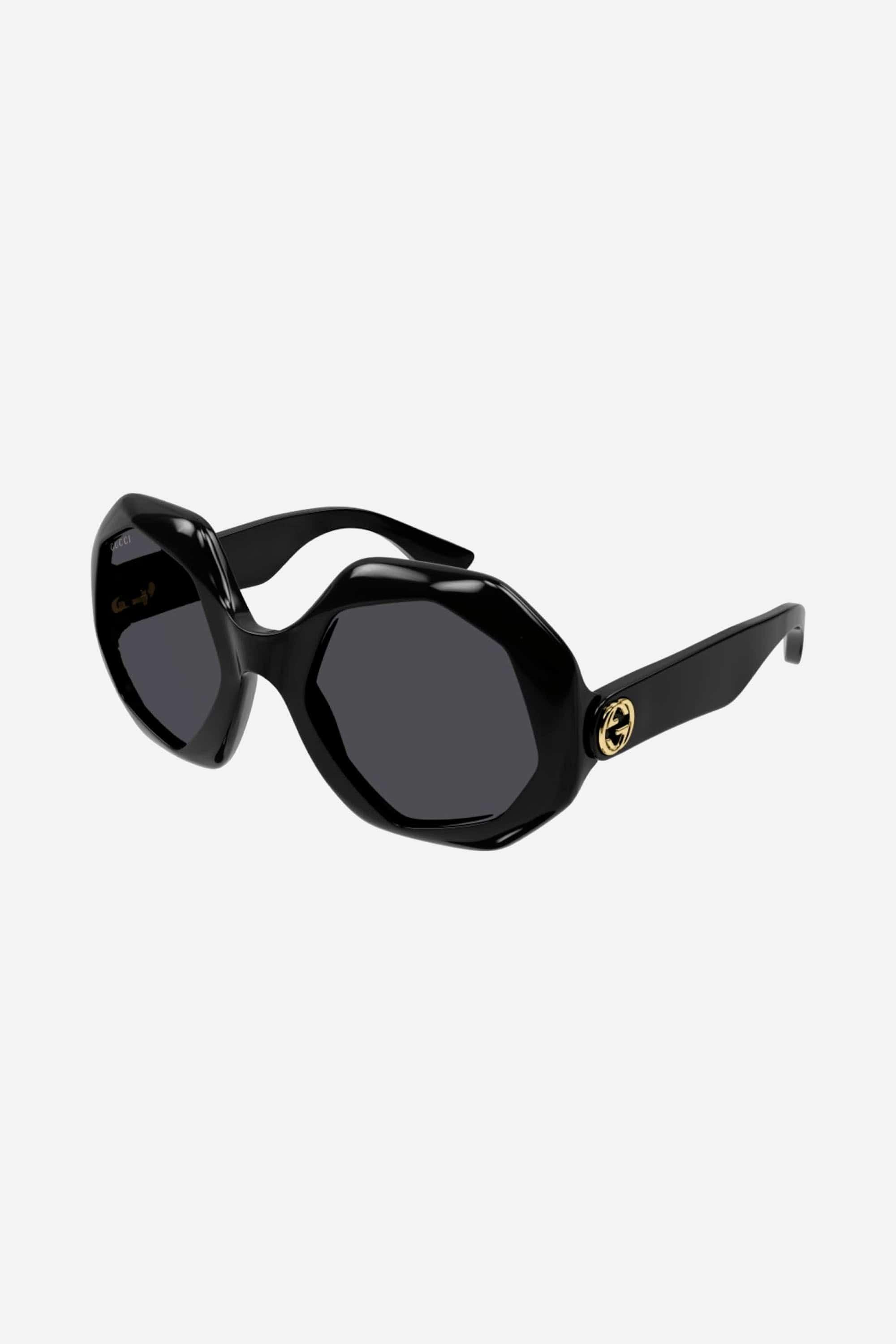 Gucci Hexagonal Black Sunglasses Lyst UK