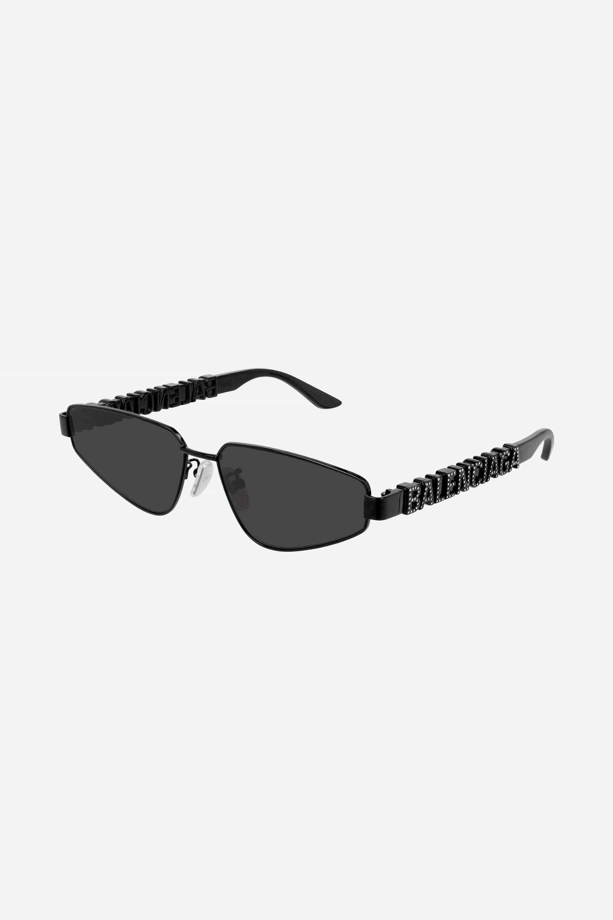 Balenciaga Metal Sunglasses With Swarovski Logo in Black | Lyst