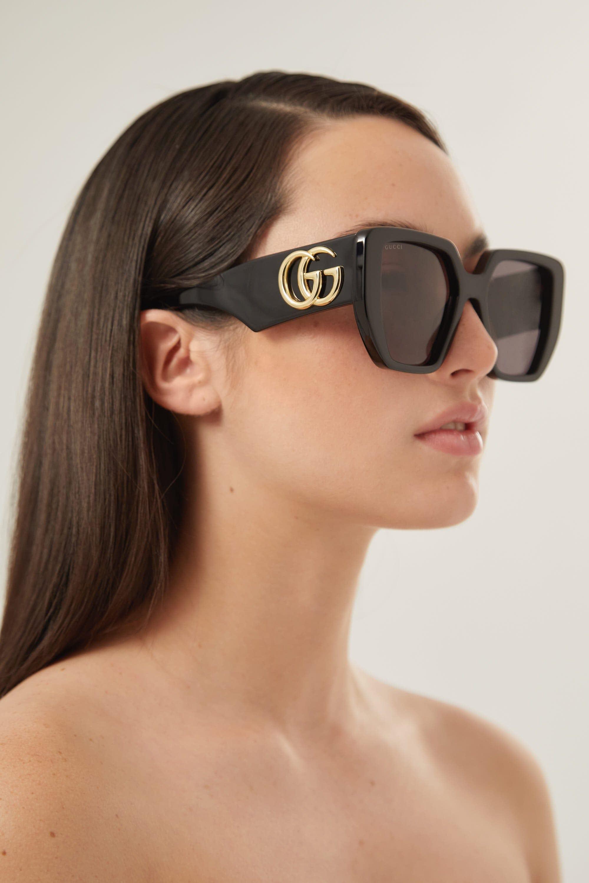 Gucci GG0956S Oversized Black Sunglasses With Maxi Logo | Lyst