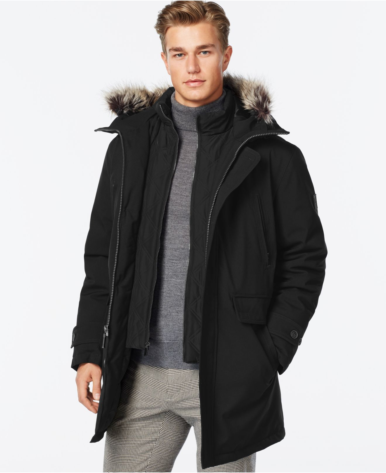 Lyst London Fog Bib Hooded Snorkel Coat in Black for Men