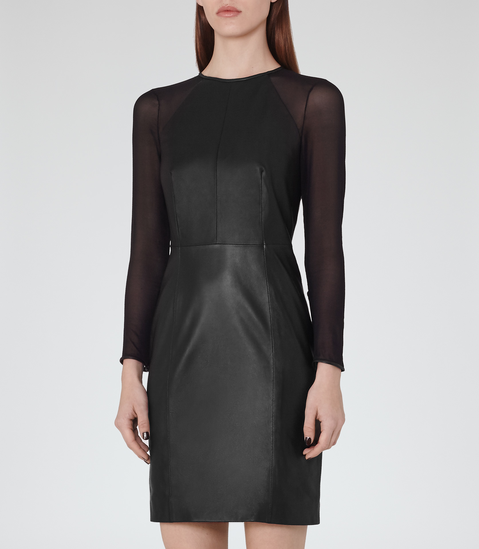 reiss leather dress