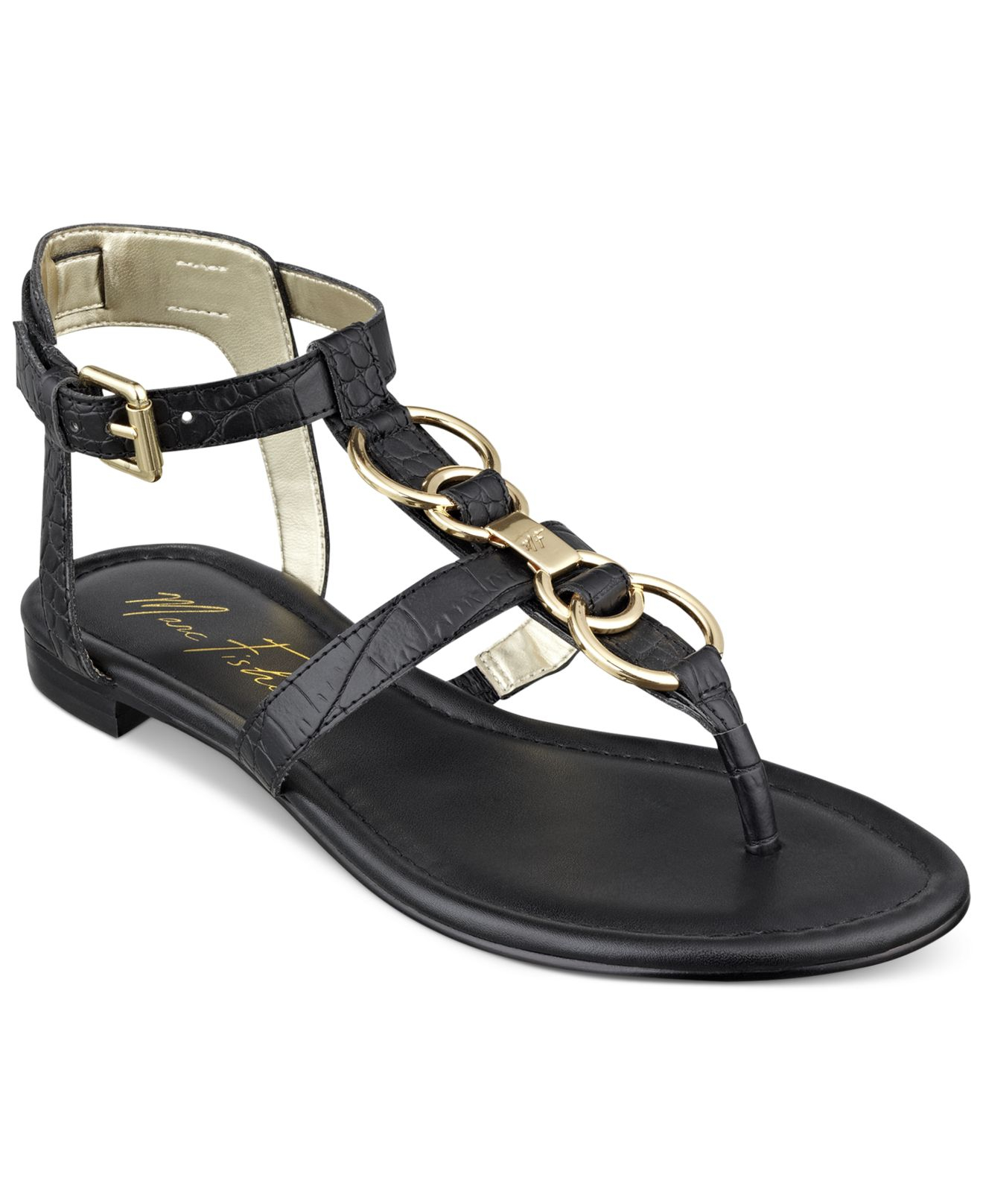 Marc Fisher Palyna T-Strap Thong Sandals in Black - Lyst