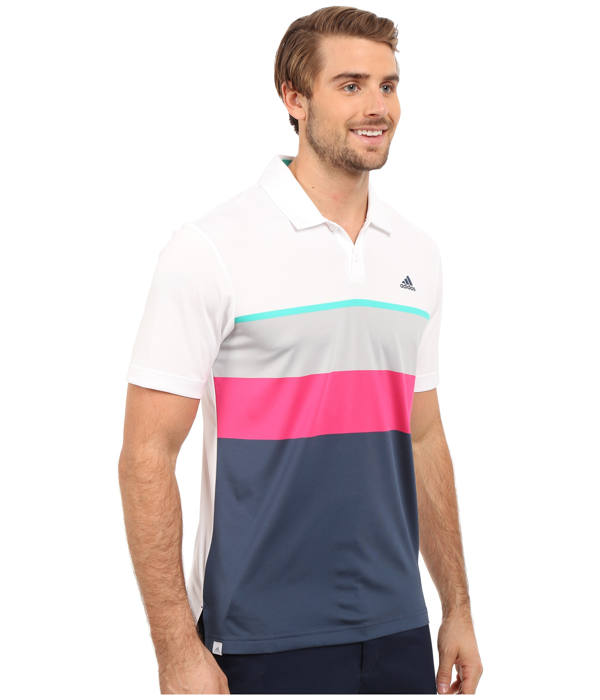 adidas Originals Cotton Climacool® Engineered Stripe Polo in Pink for Men -  Lyst