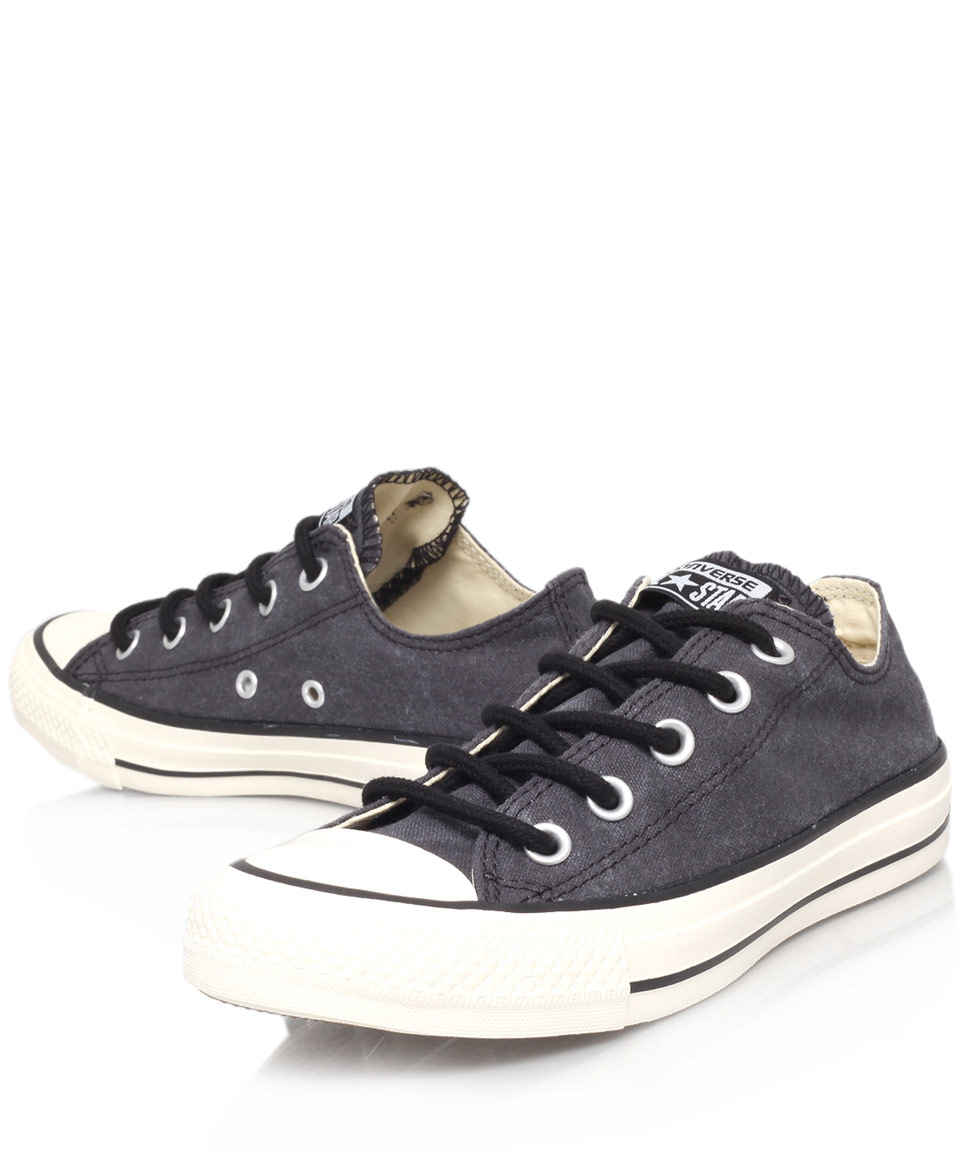 Converse Black Chuck Taylor All Star Round Lace Low Trainers - Lyst