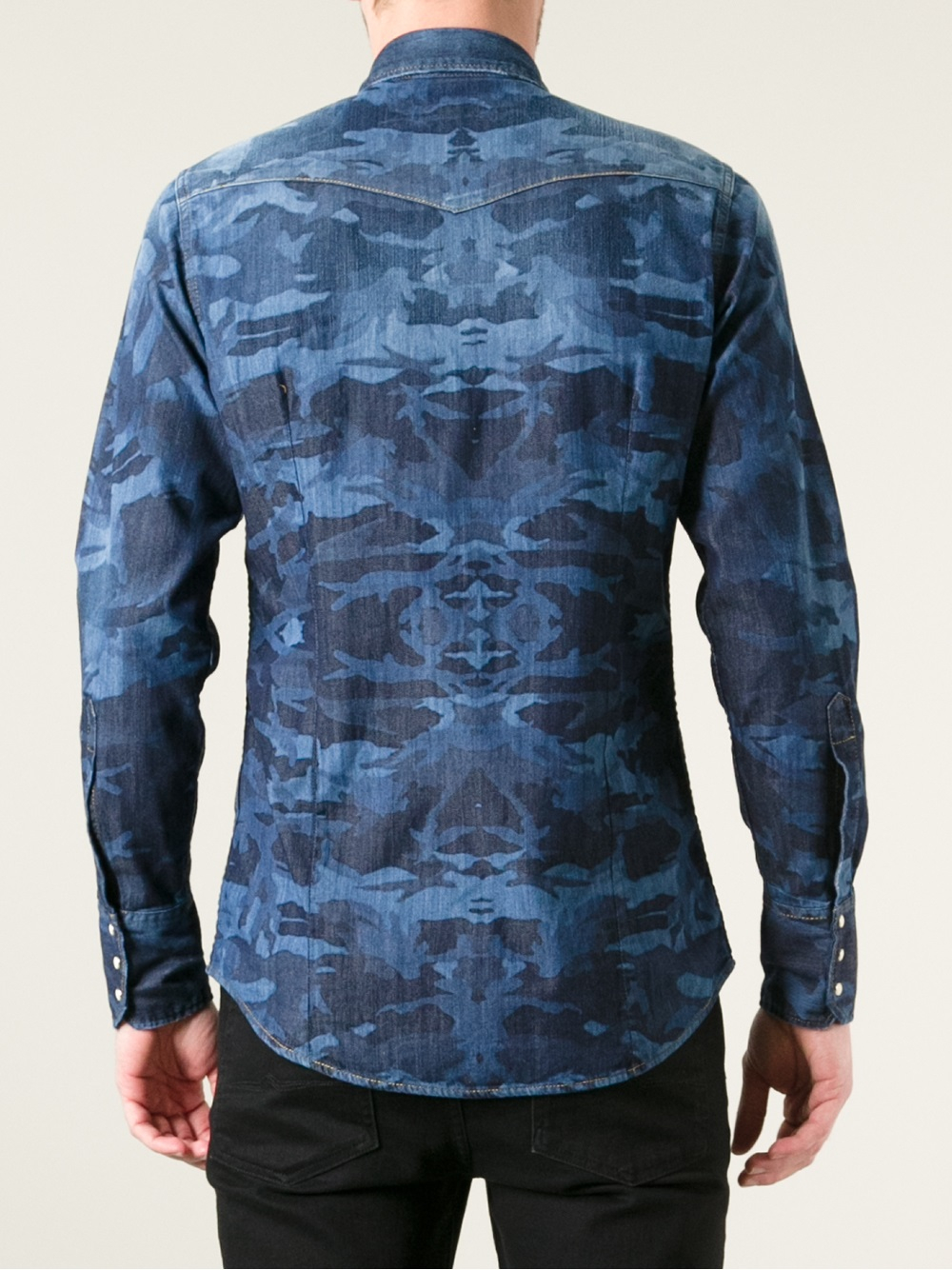 DSquared  Camouflage Denim Shirt  in Blue for Men Lyst
