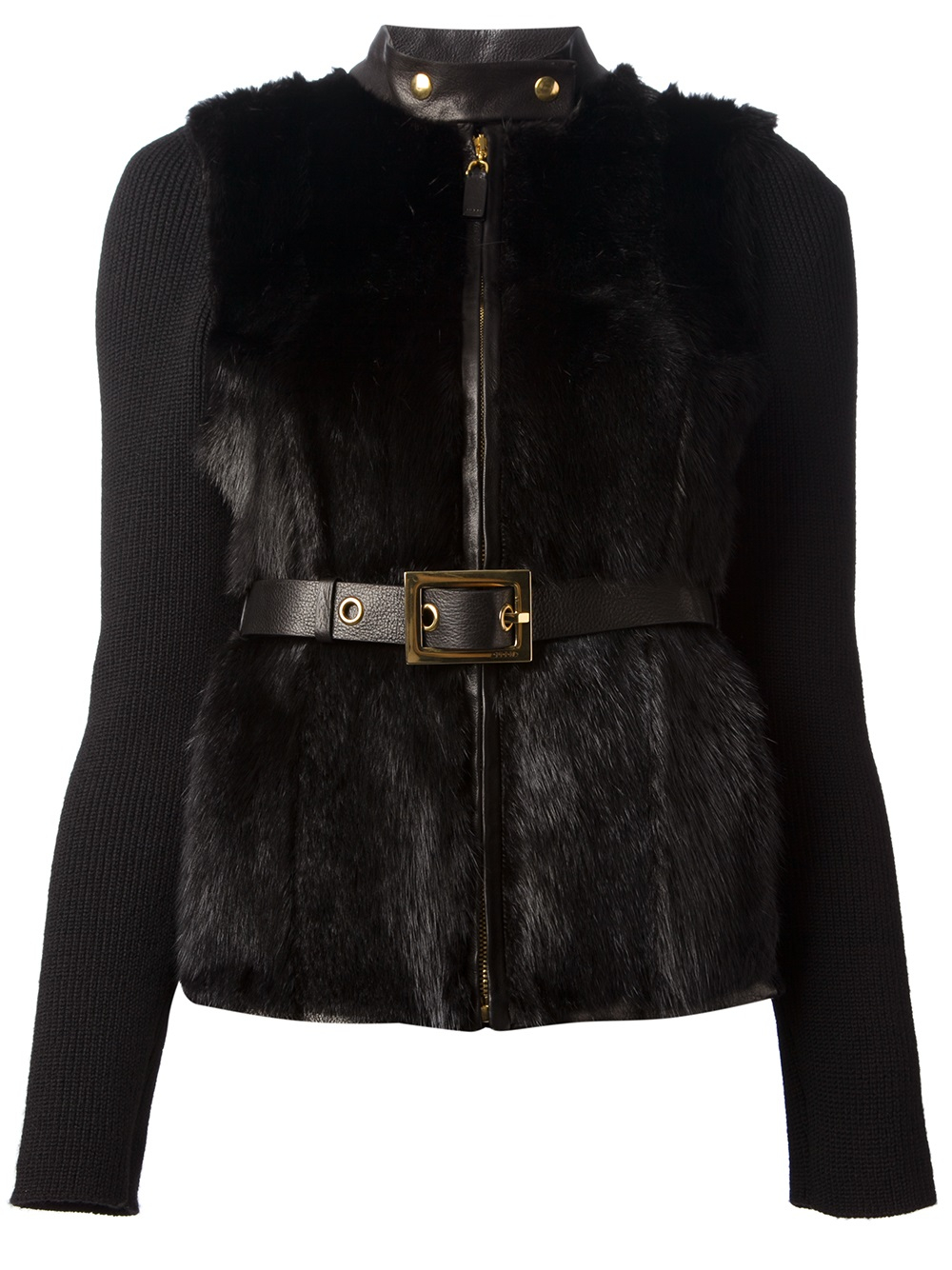 Gucci Fur Panel Jacket in Black - Lyst
