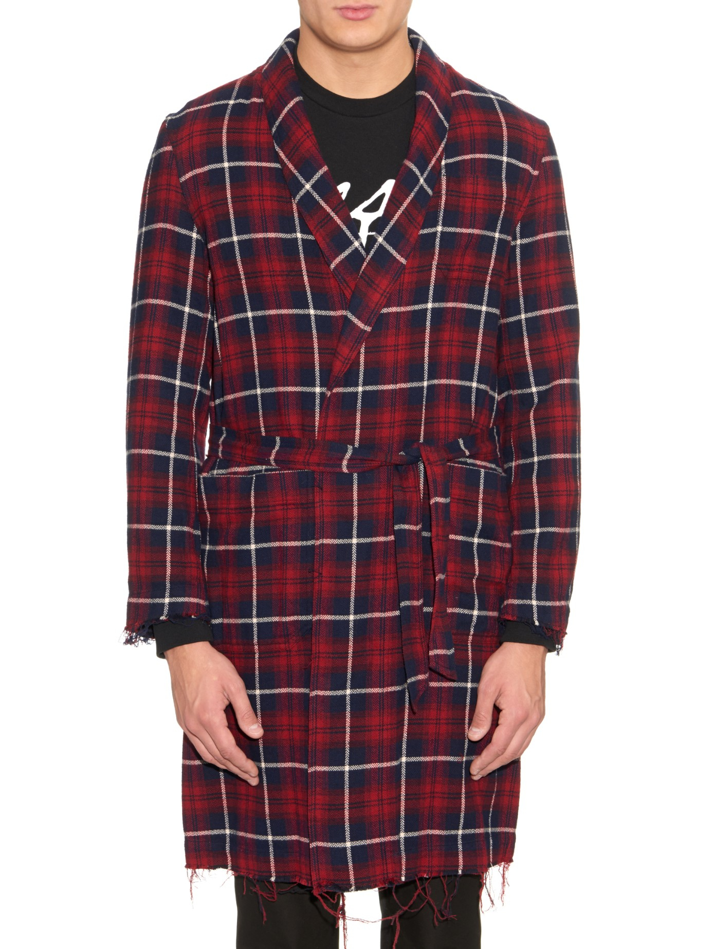 Undercover Checked Lightweight Cotton flannel Coat  in Red 