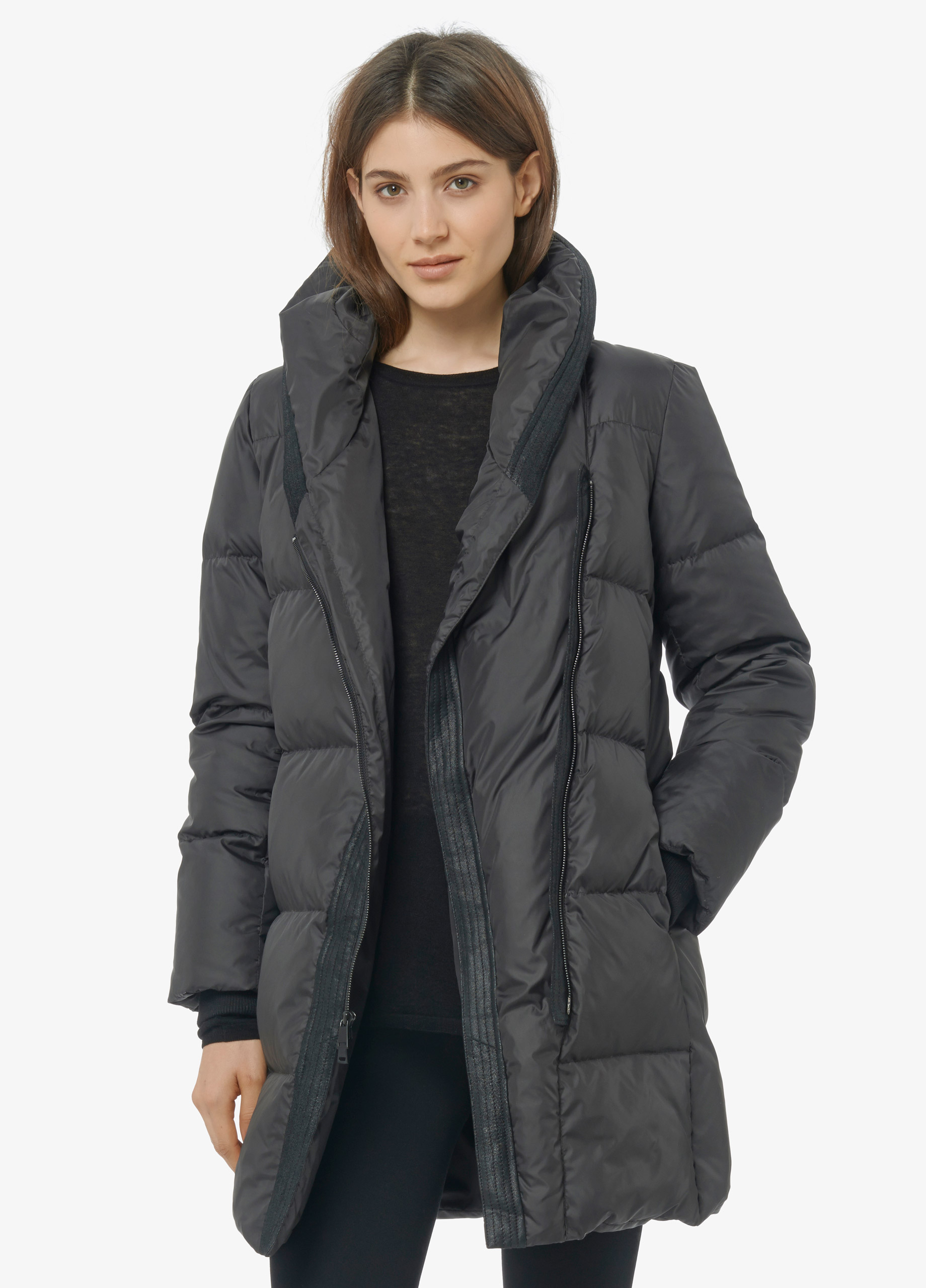 Vince Shawl Collar Puffer Coat in Black | Lyst