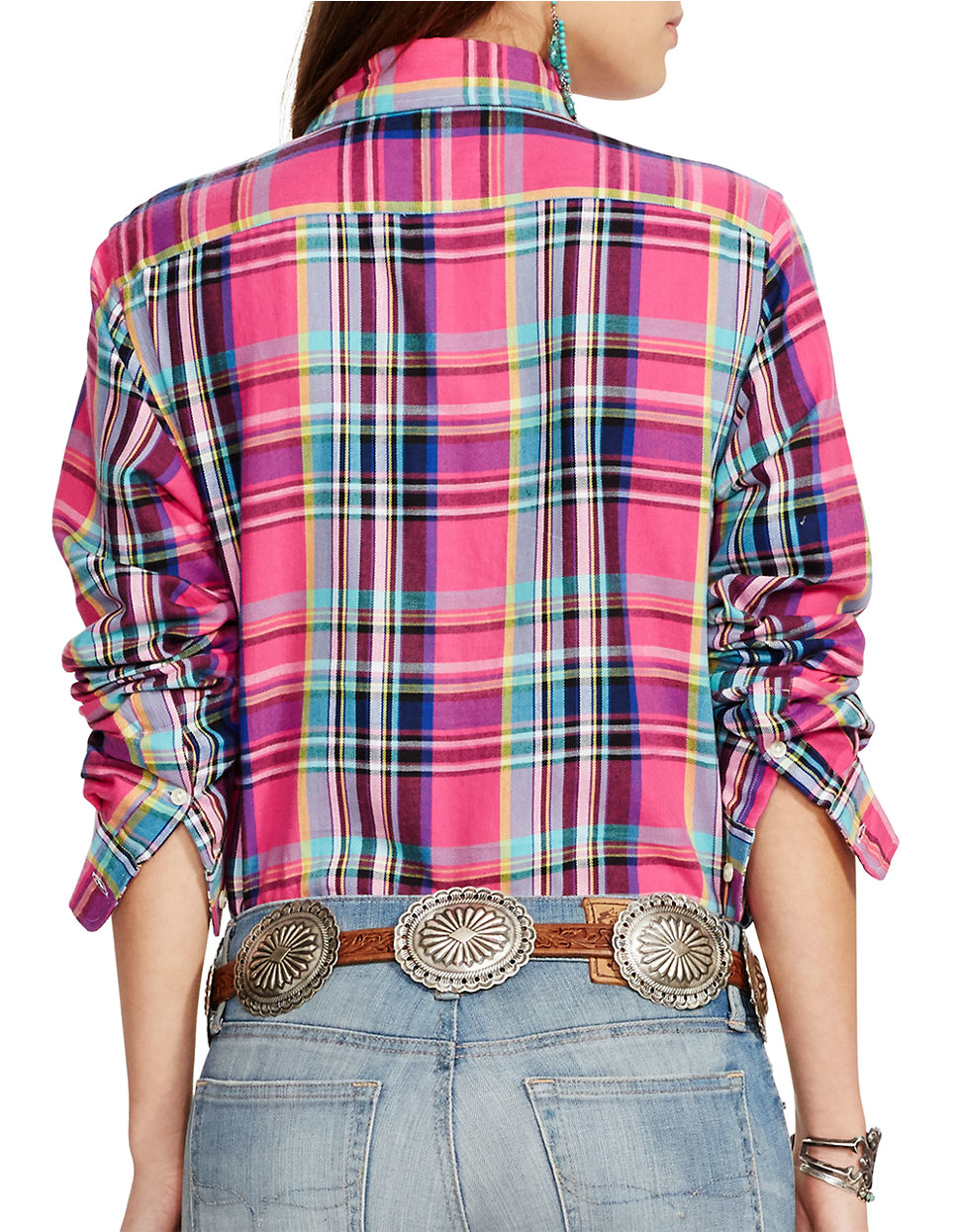 ralph lauren pink plaid shirt