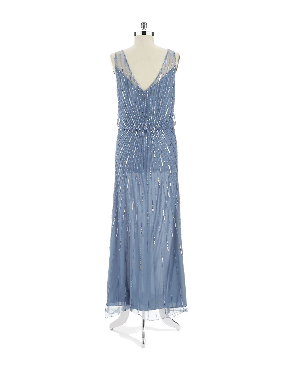 J Kara Beaded And Sequin Gown in Dusty/Blue (Blue) - Lyst