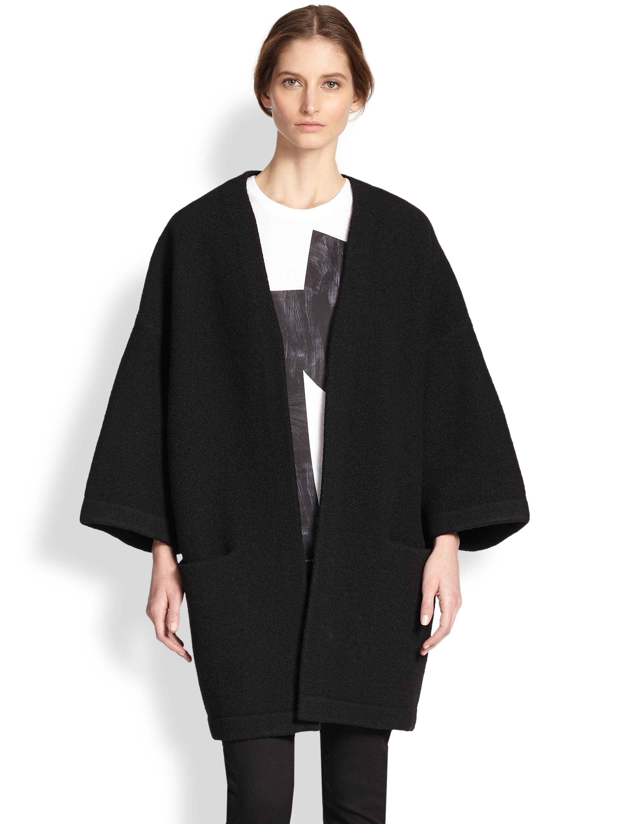 Acne Studios Oversized Wool Cocoon Coat in Black | Lyst