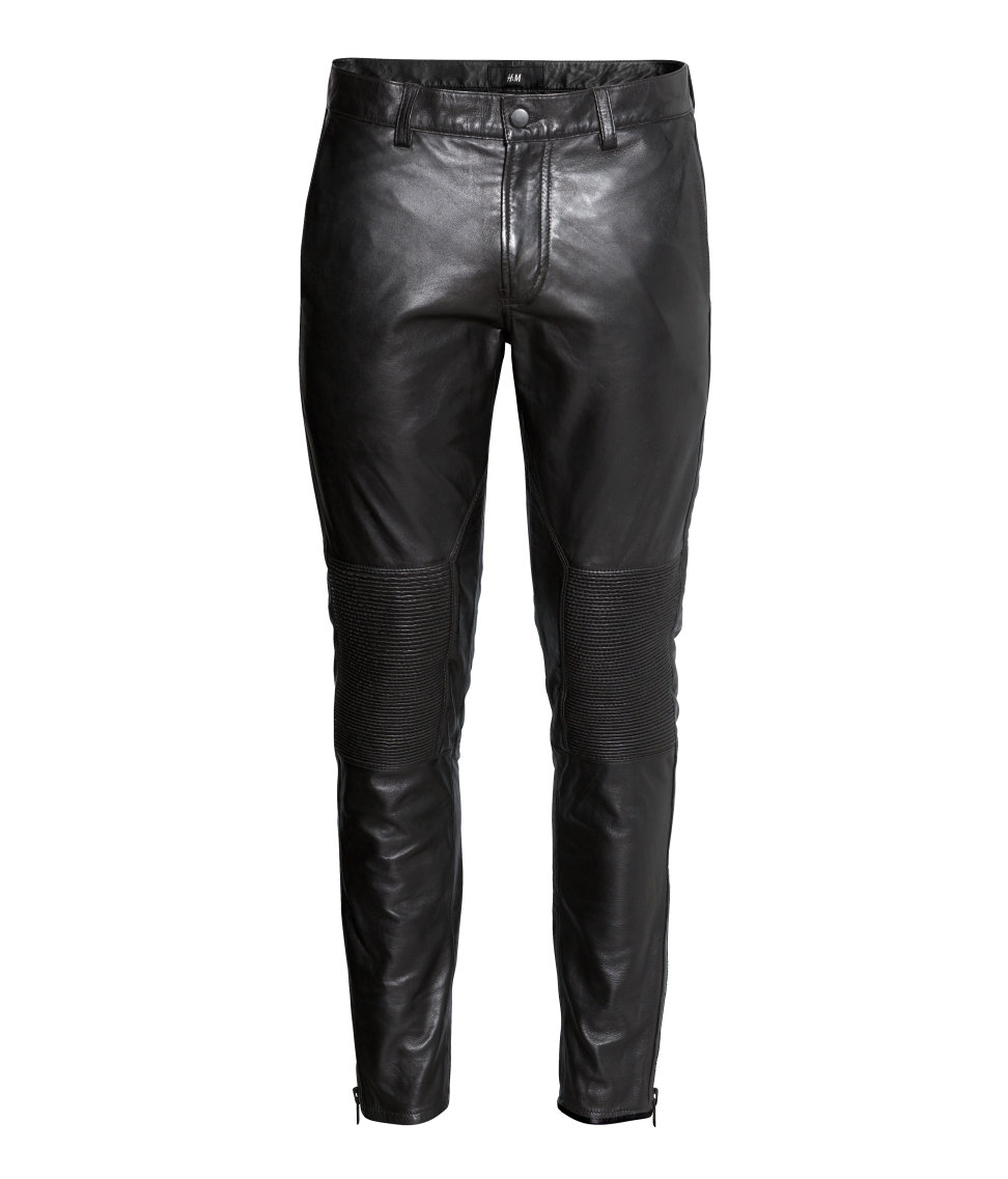 H\u0026M Leather Biker Trousers in Black for 