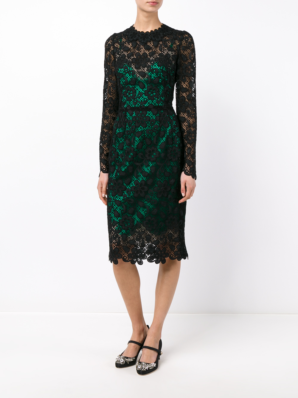 Gabbana Contrast Lining Lace Dress ...