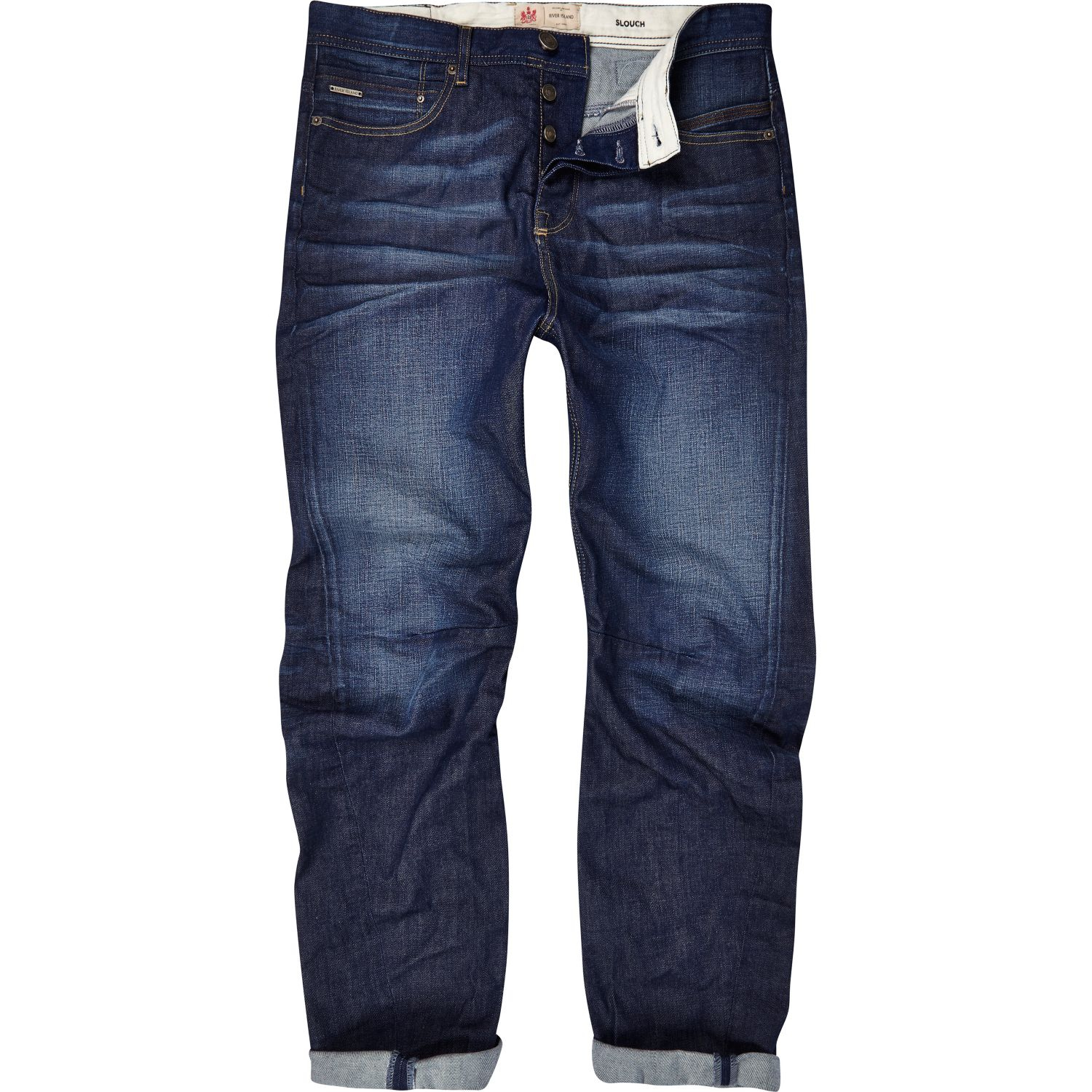 River island Dark Wash Curtis Slouch Jeans in Blue for Men | Lyst