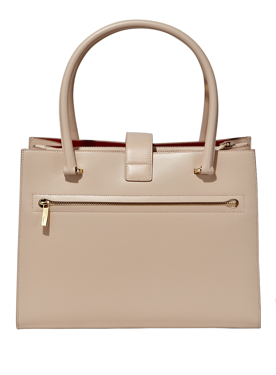 Ferragamo Marlene Medium Size Leather Tote Bag in Beige (New Bisque) Lyst