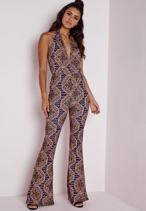 halter flared jumpsuit