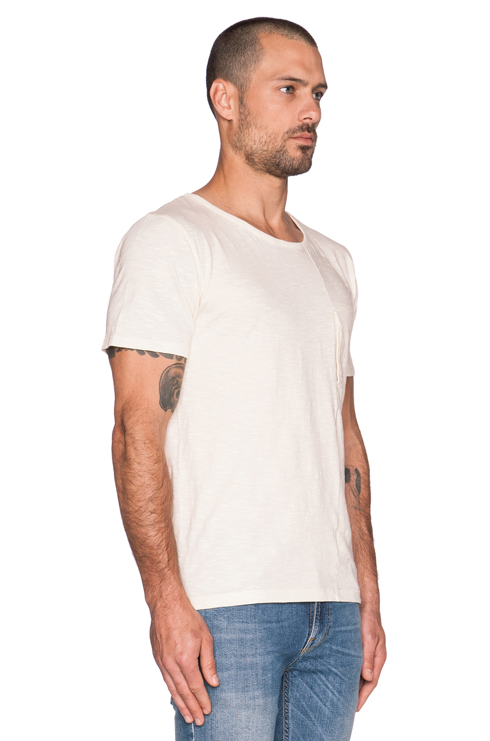 Download Nudie Jeans Pocket Tee Slub Org. Front Seam in White for ...