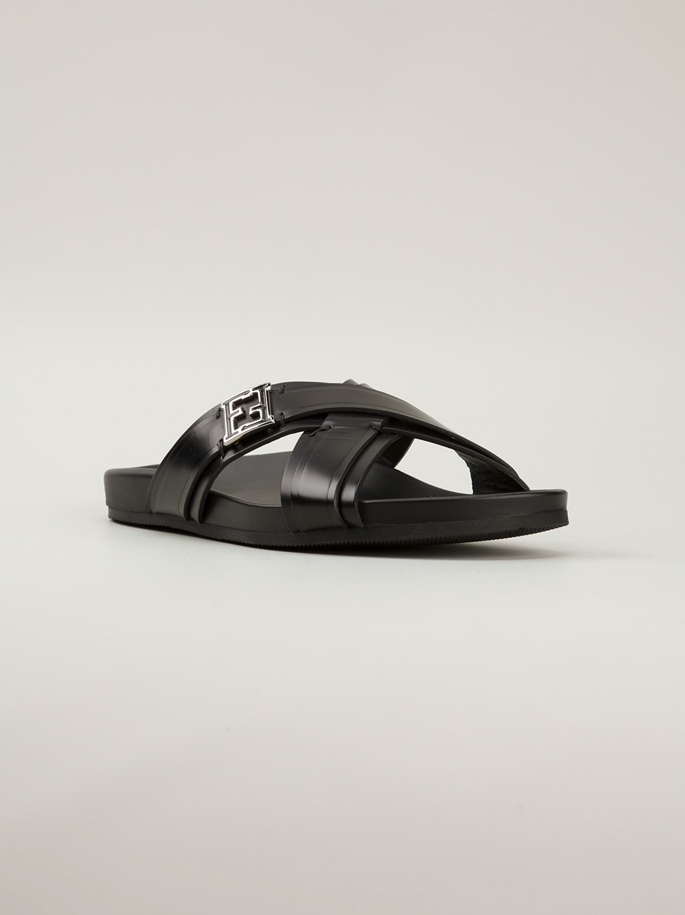 Fendi Cross Strap Sandals in Black for Men | Lyst