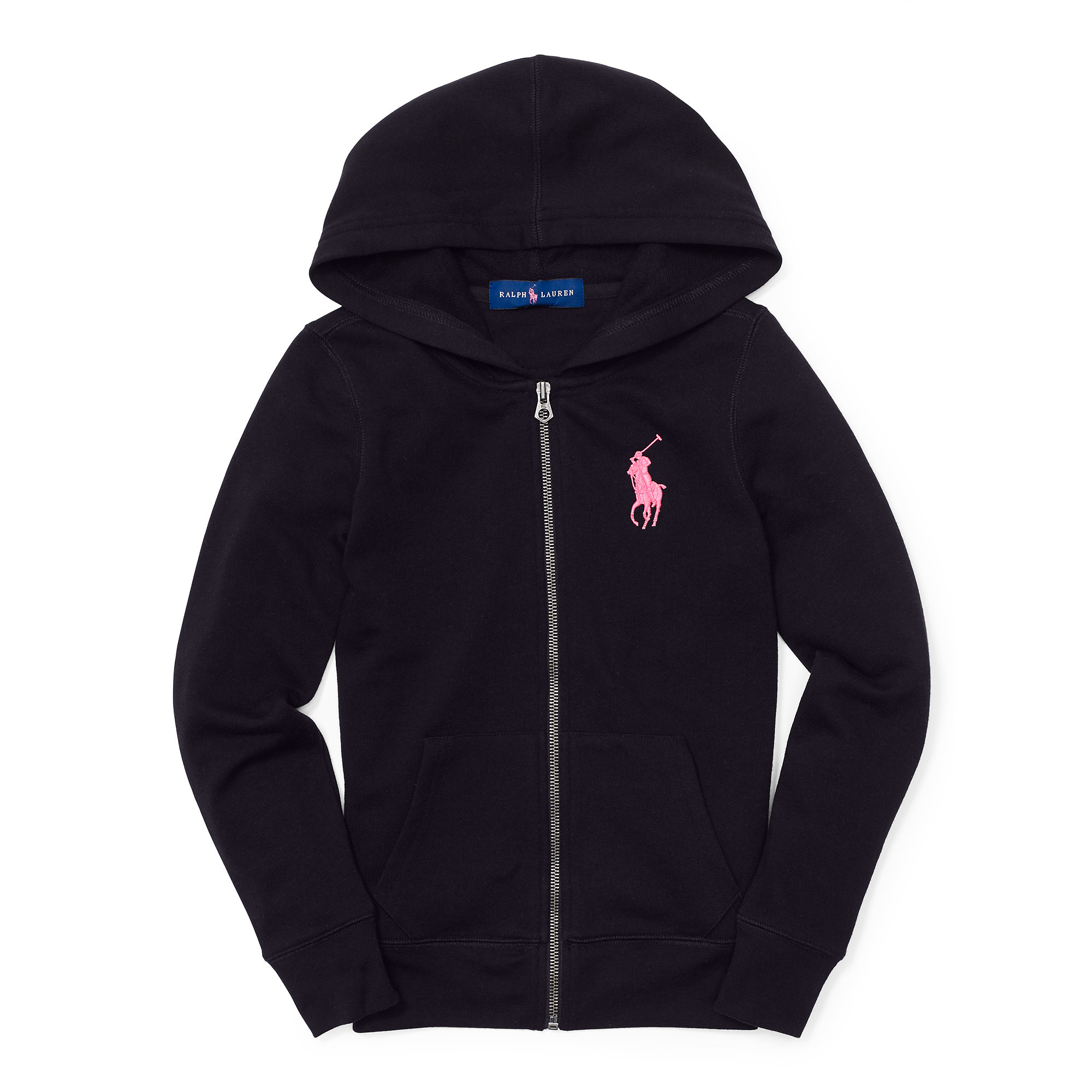 Ralph Lauren Pink Pony Fleece Zip Hoodie in Black | Lyst