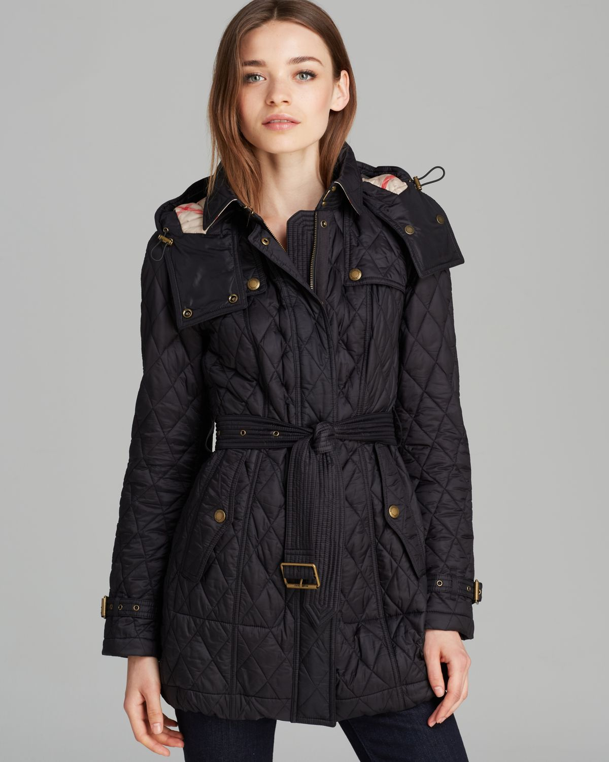 Burberry Finsbridge Long Quilted Coat in Black | Lyst