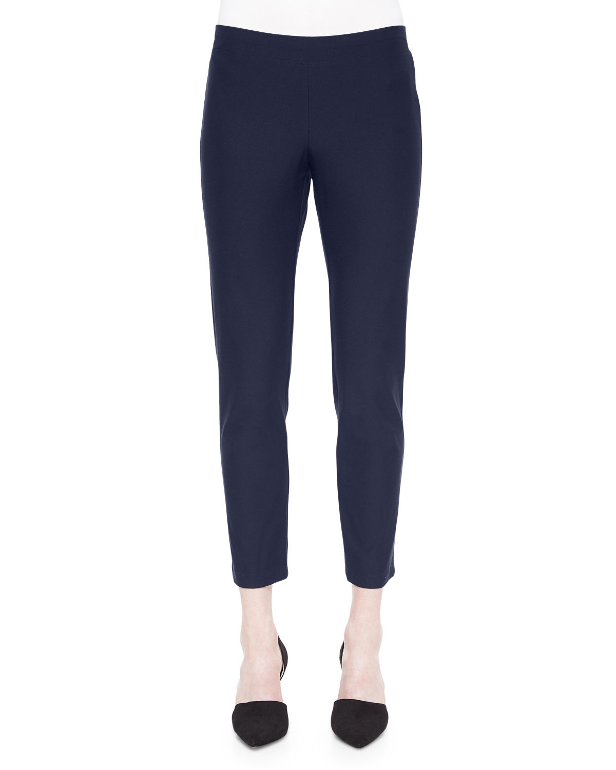Eileen fisher Washable Stretch-crepe Ankle Pants in Black (MIDNIGHT)