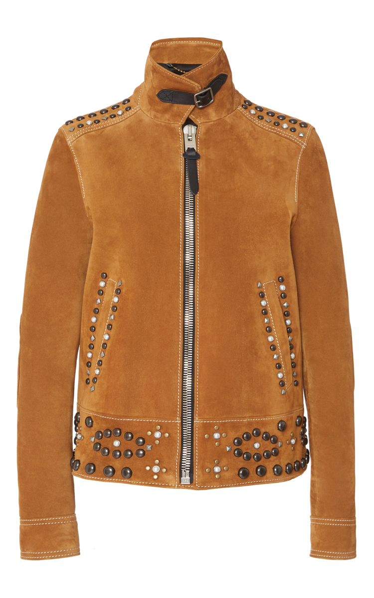 COACH Suede Stud Jacket in Brown Lyst