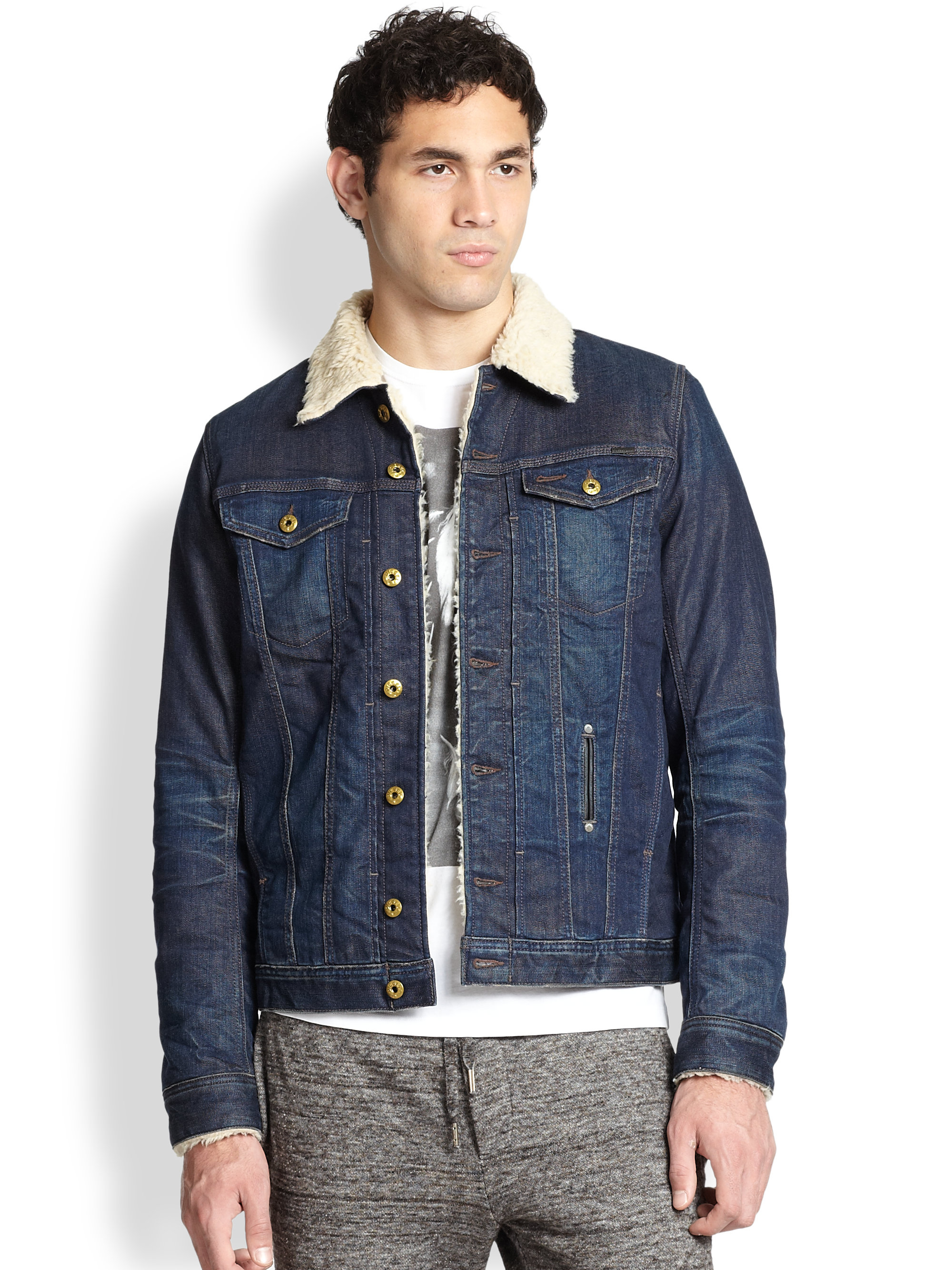 diesel blue denim varsity jacket