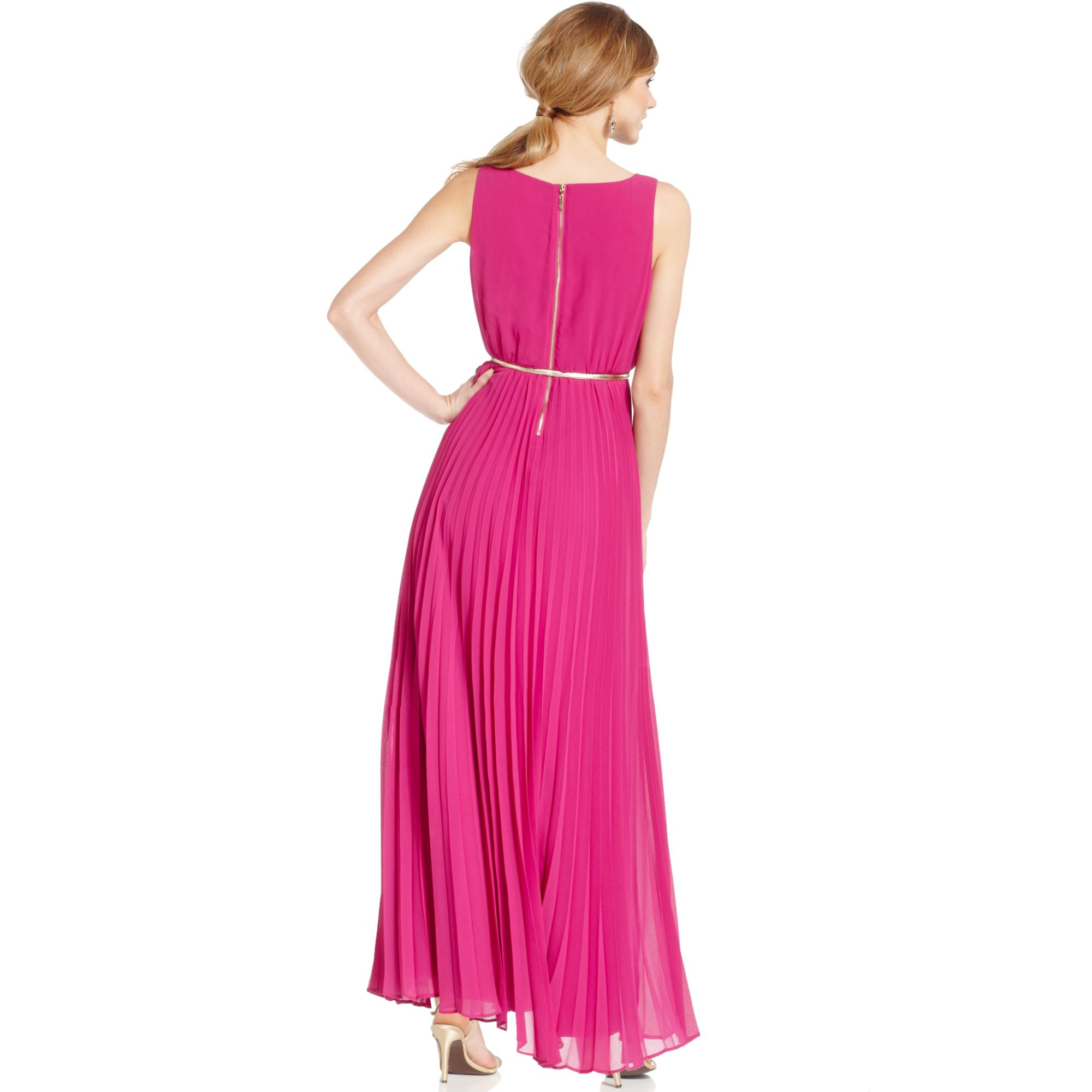 Eliza J Sleeveless Pleated Maxi Dress in Pink - Lyst