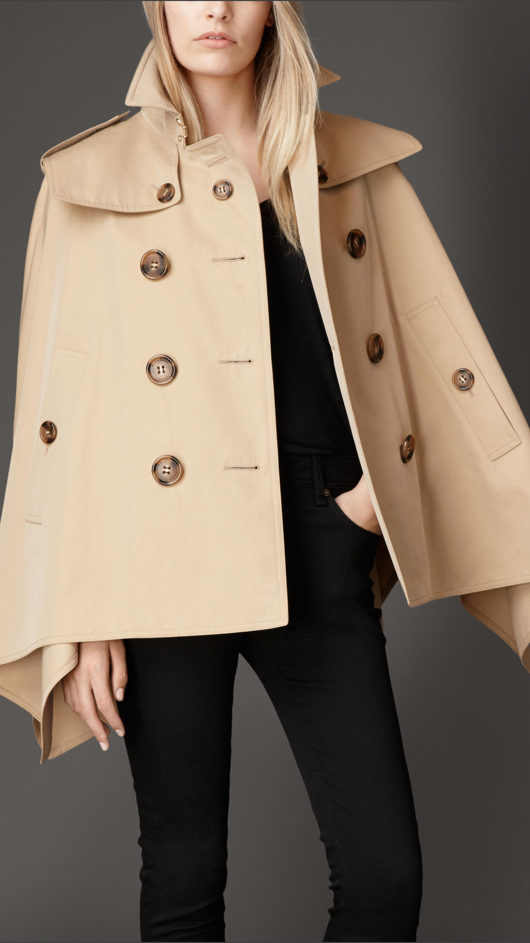 Burberry Cotton Gabardine Trench Cape in Natural | Lyst