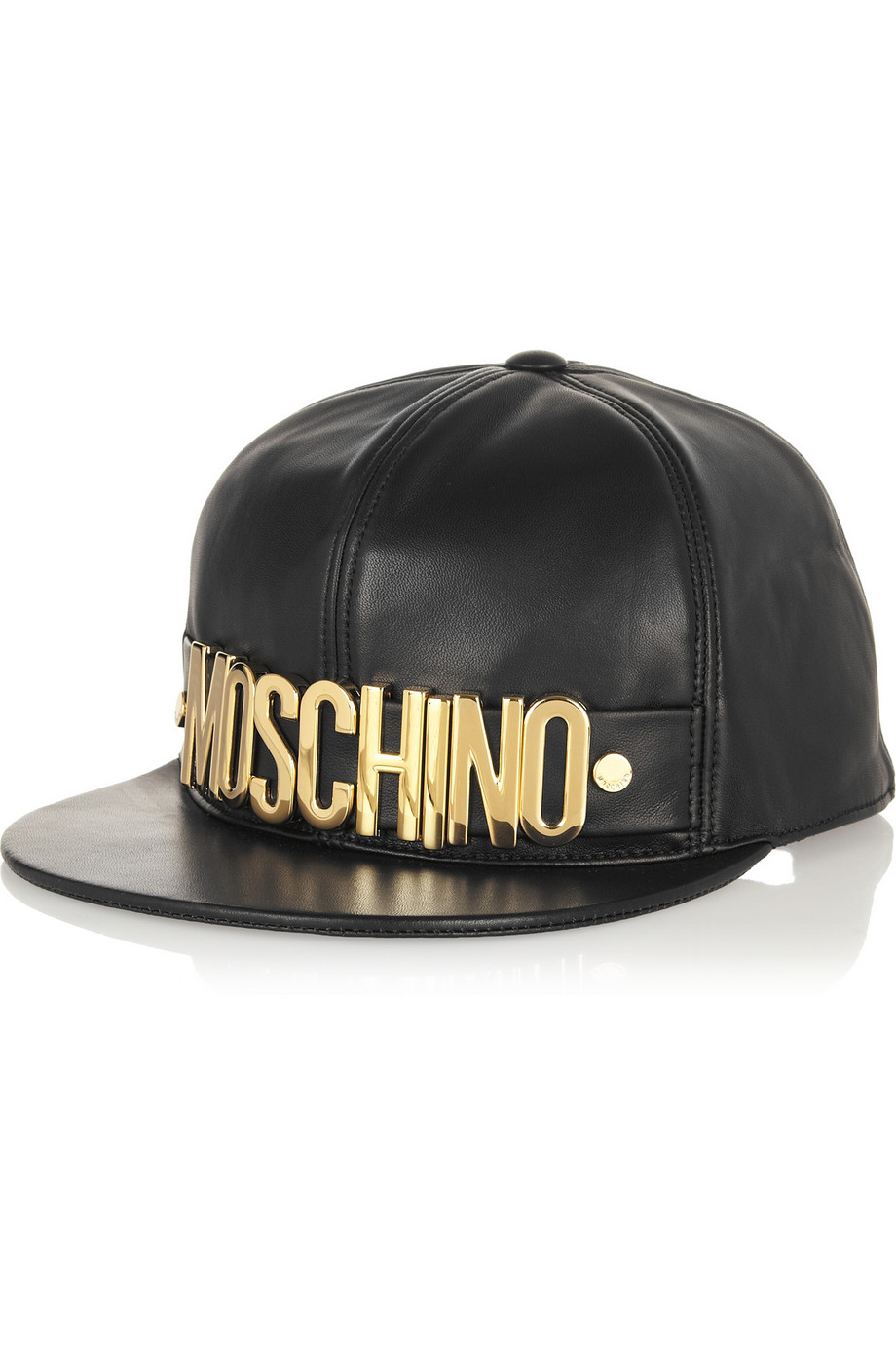 Lyst - Moschino Embellished Leather Cap in Black