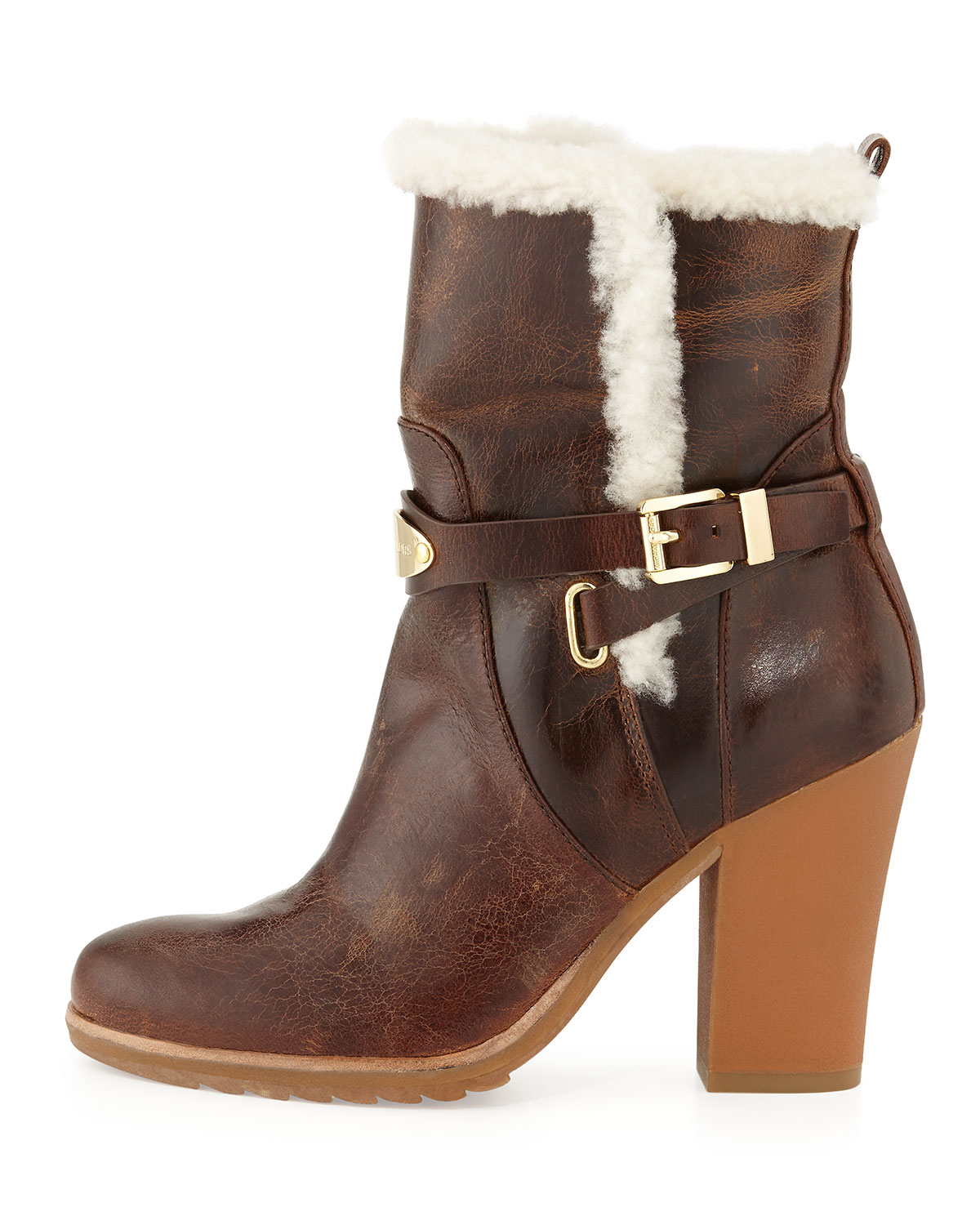 fur lined heeled ankle boots