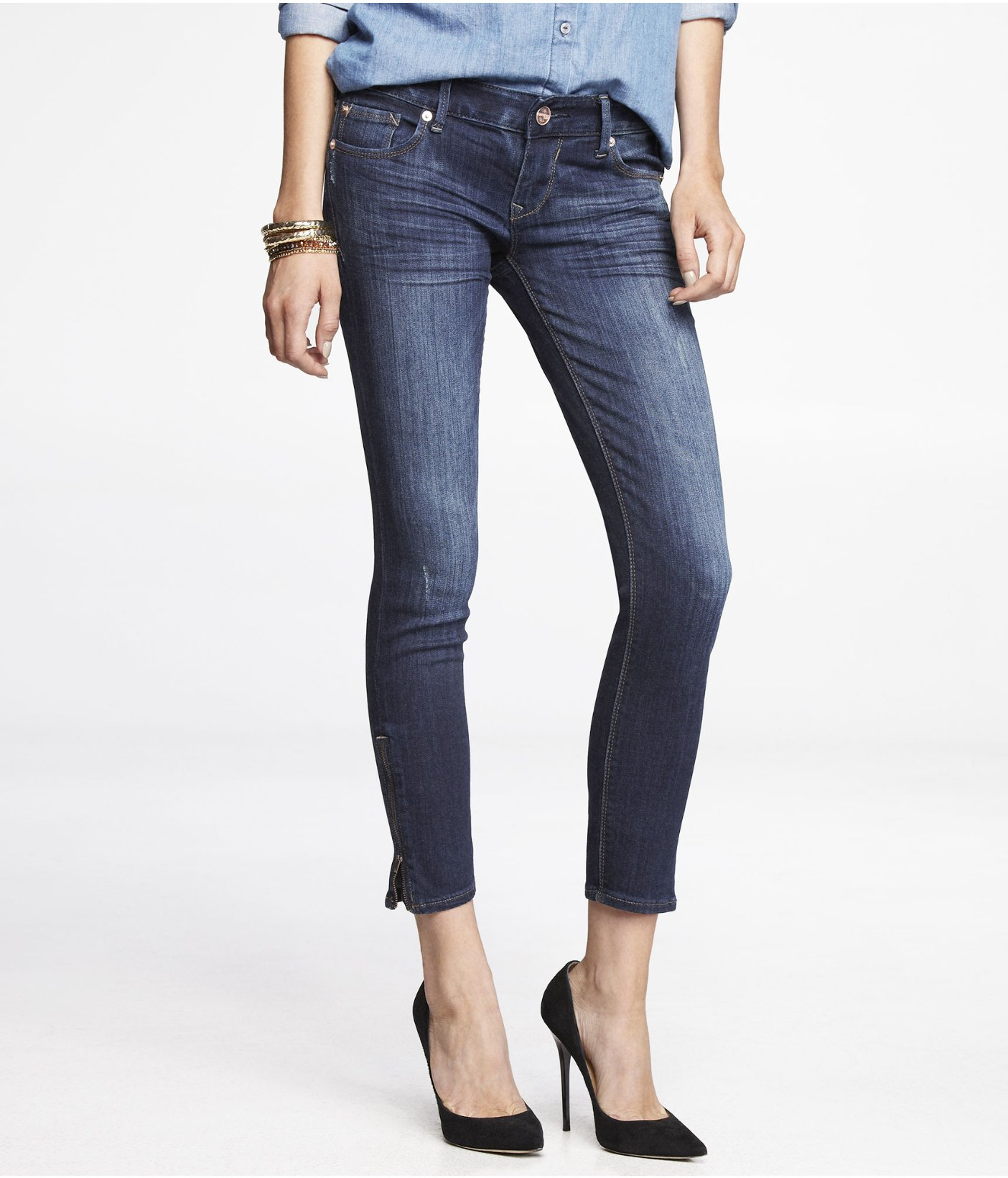 Express Low Rise Ankle Zip Jean Legging 