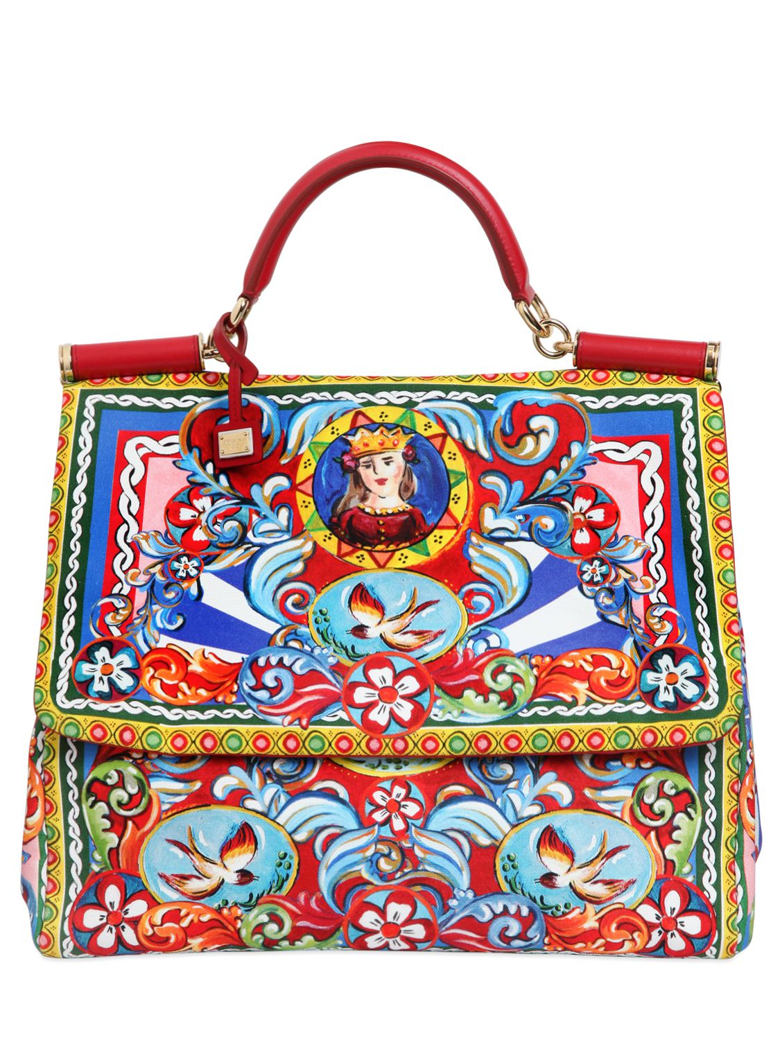Lyst - Dolce & Gabbana Maxi Sicily Printed Cotton Canvas Bag